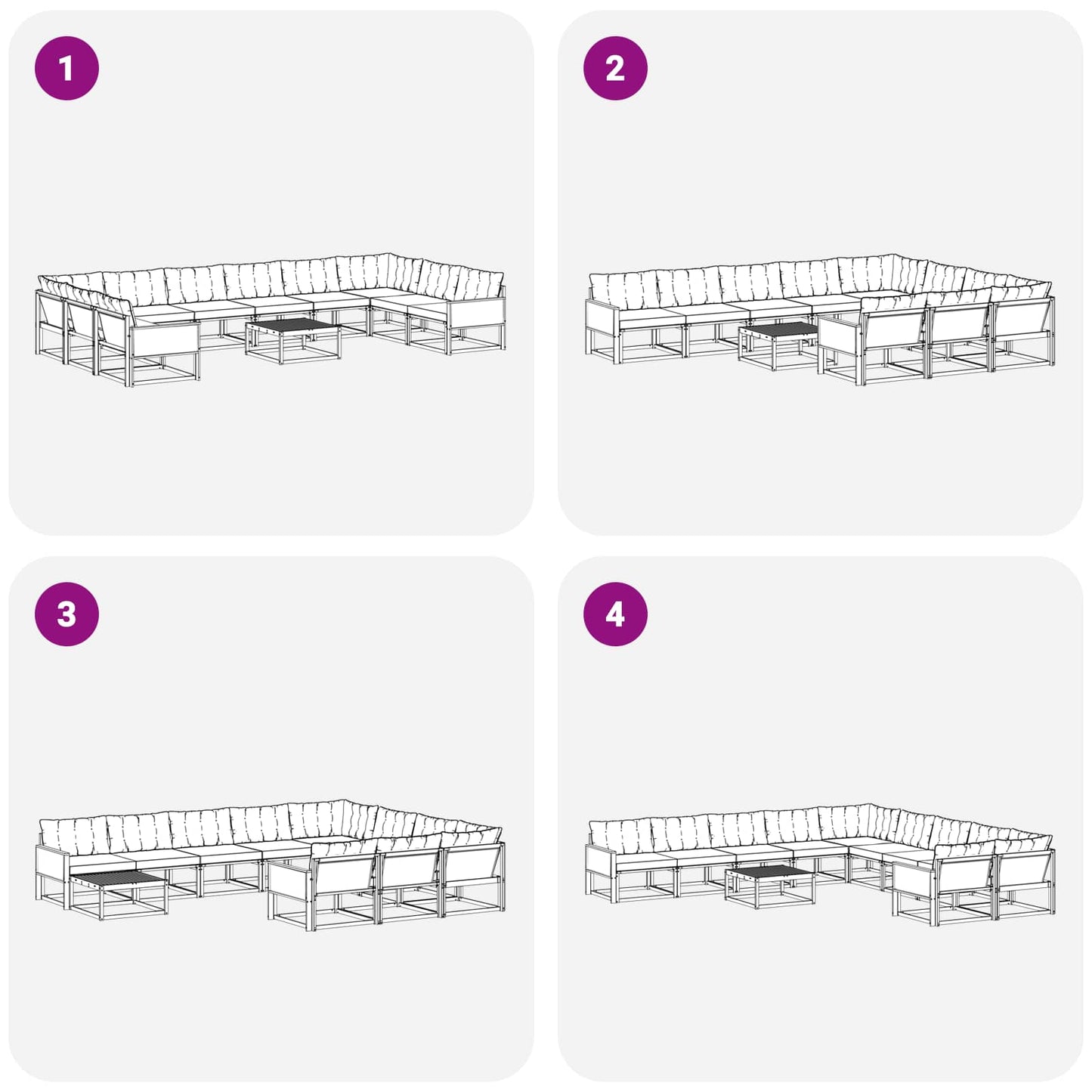 vidaXL Σειρά Καναπέ Εξωτερικού με μαξιλάρι 11 pcs Φυσικό και Μαύρο