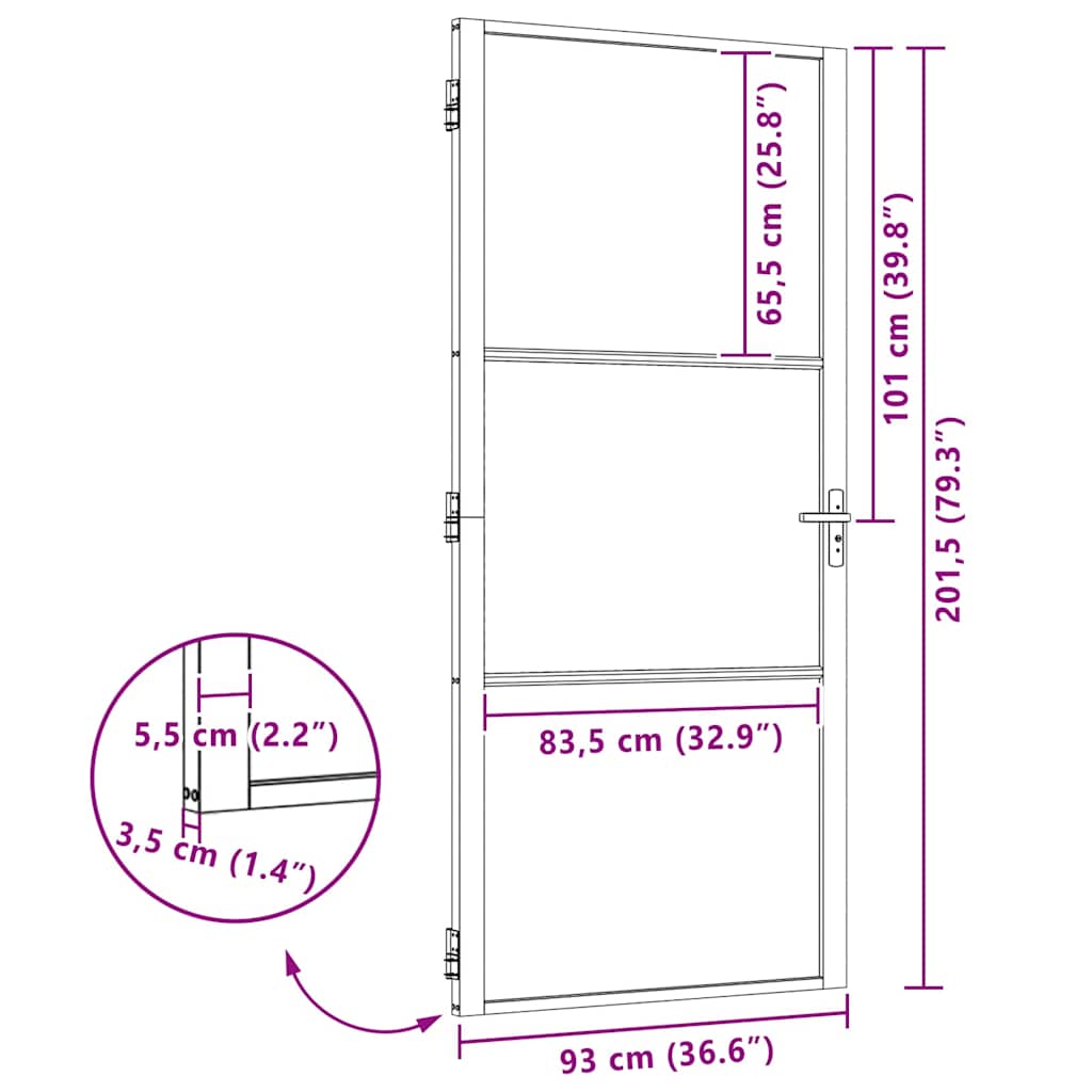 vidaXL Εσωτερική Πόρτα Μαύρο 93 x 201.5 cm