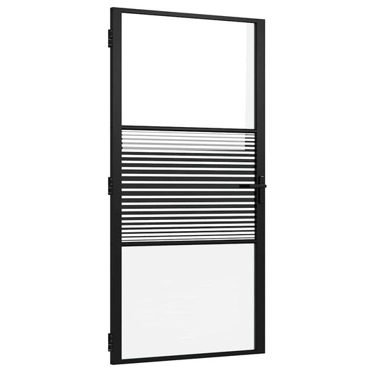 vidaXL Γυάλινη πόρτα 102,5 x 3,5 x 201,5 εκ Αλουμίνιο Μαύρο