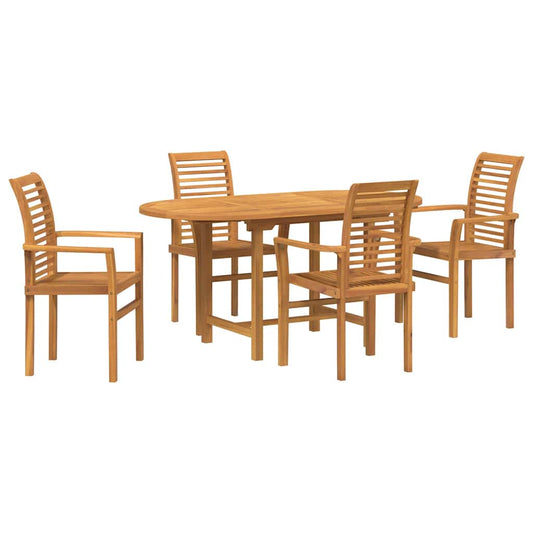 vidaXL Σέτ φαγητού για κήπο 5 pcs Καφέ Μασίφ ξύλο teak