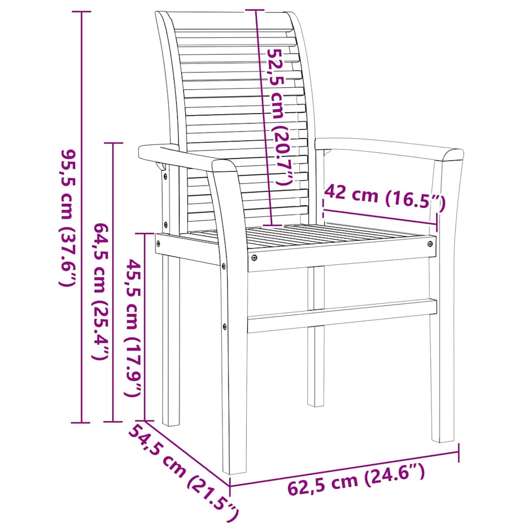 vidaXL Σέτ φαγητού για κήπο 5 pcs Καφέ Μασίφ ξύλο teak