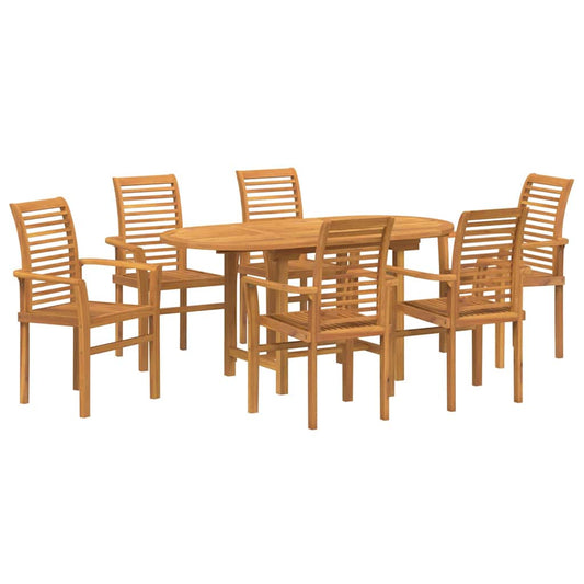 vidaXL Σέτ φαγητού για κήπο 7 pcs Καφέ Μασίφ ξύλο teak