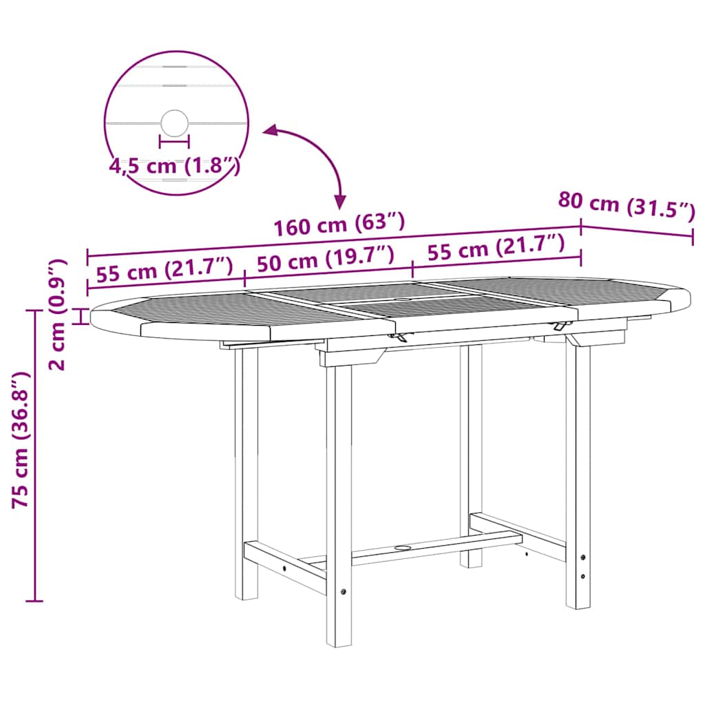 vidaXL Σέτ φαγητού για κήπο 7 pcs Καφέ Μασίφ ξύλο teak