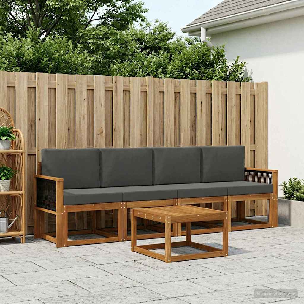 vidaXL Σειρά Καναπέ Εξωτερικού με μαξιλάρι 4 pcs Φυσικό και Ανθρακί