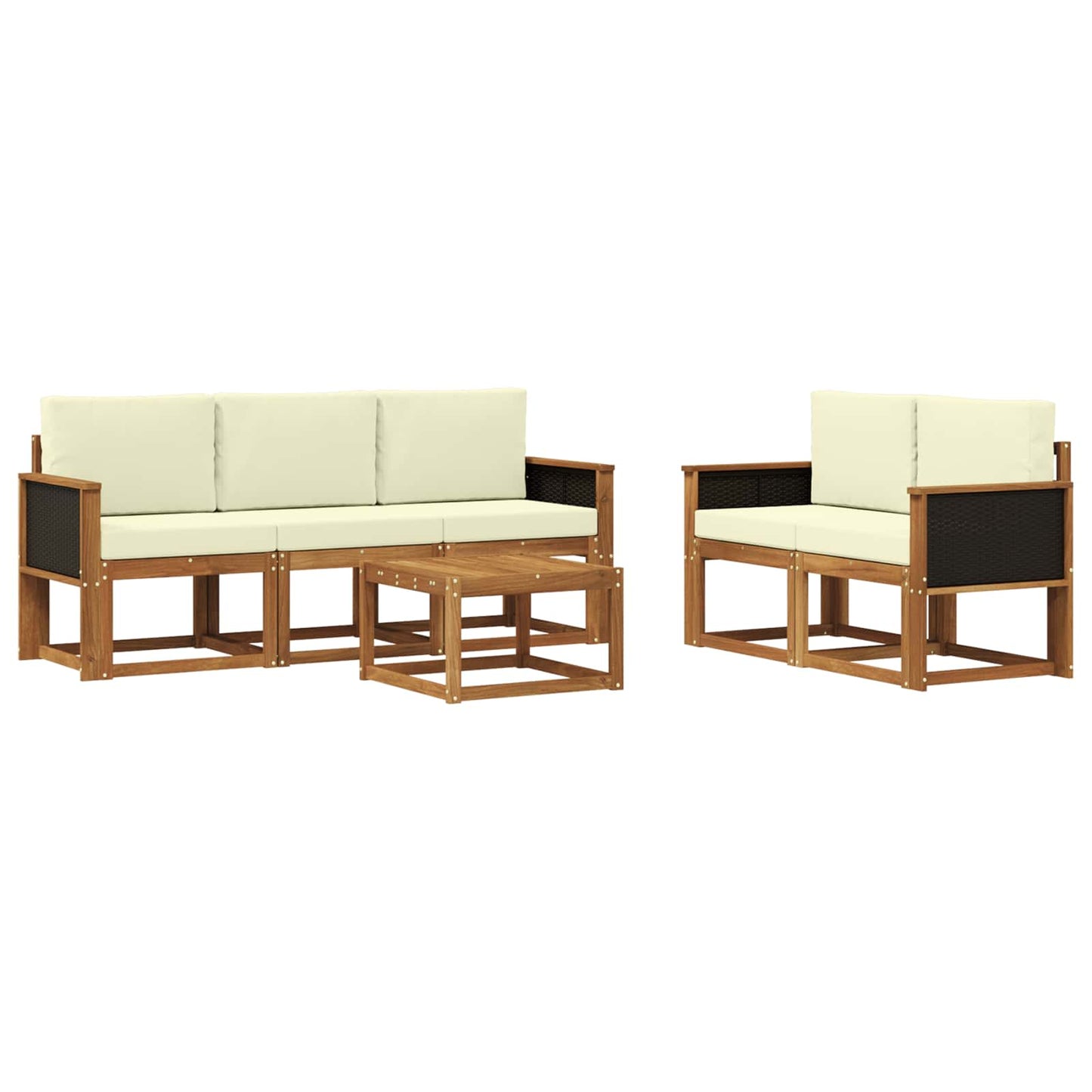 vidaXL Σειρά Καναπέ Εξωτερικού με μαξιλάρι 6 pcs Φυσικό και Κρέμα