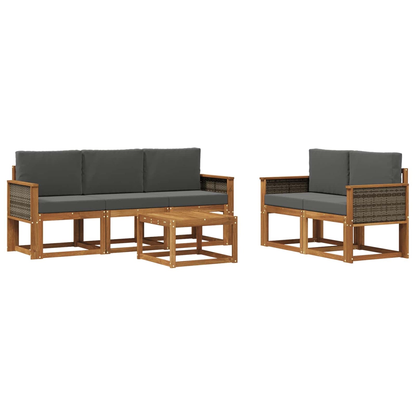 vidaXL Σειρά Καναπέ Εξωτερικού με μαξιλάρι 6 pcs Φυσικό και Ανθρακί