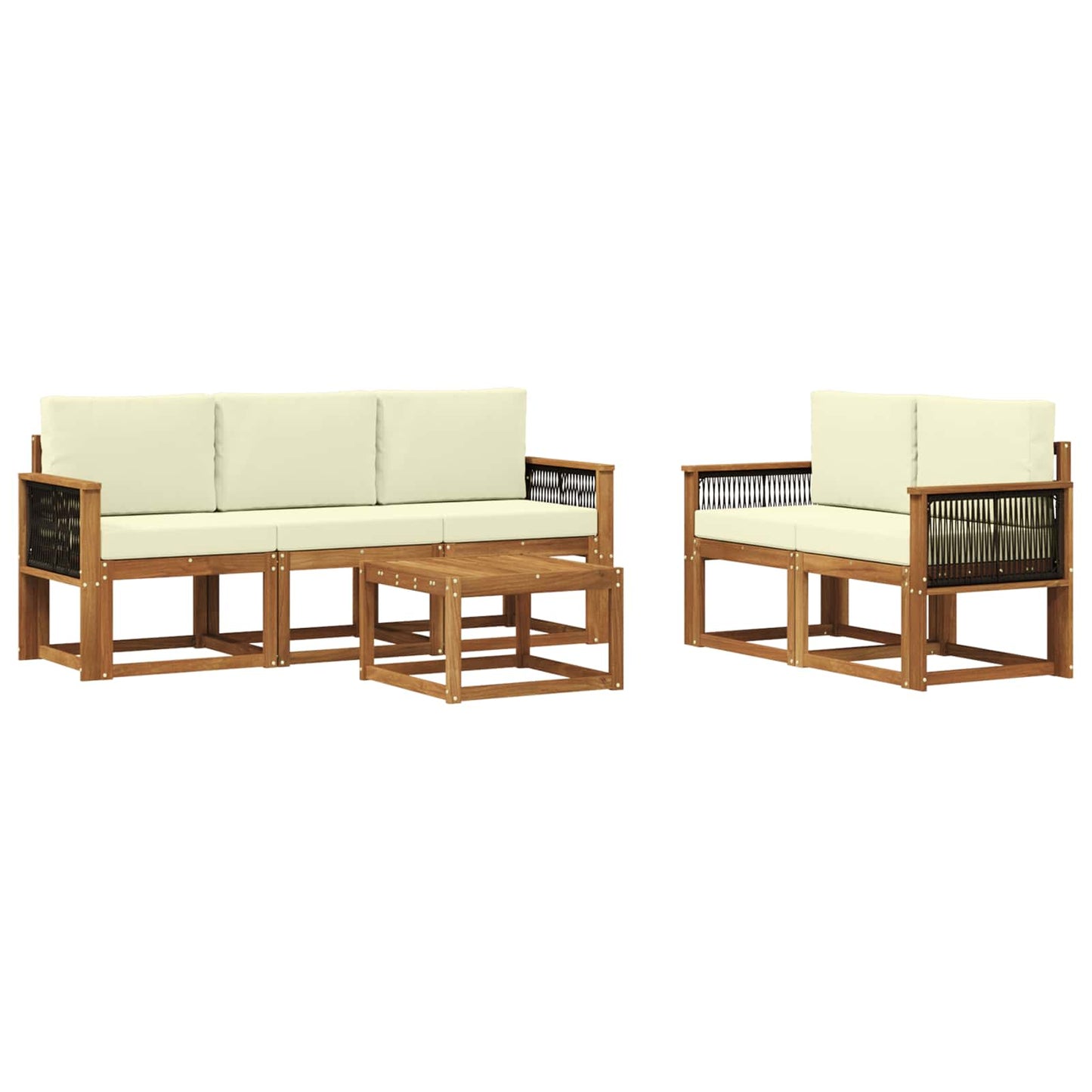 vidaXL Σειρά Καναπέ Εξωτερικού με μαξιλάρι 6 pcs Φυσικό και Κρέμα