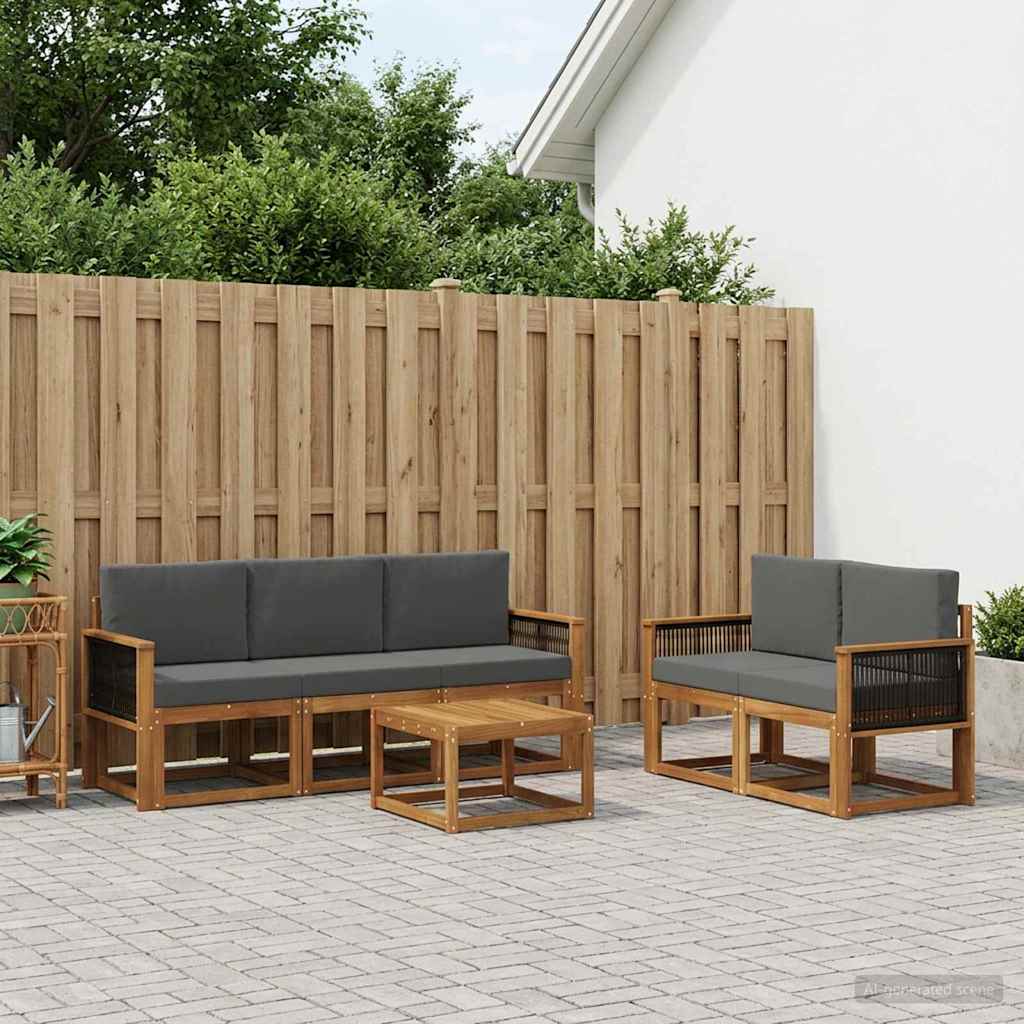 vidaXL Σειρά Καναπέ Εξωτερικού με μαξιλάρι 6 pcs Φυσικό και Ανθρακί