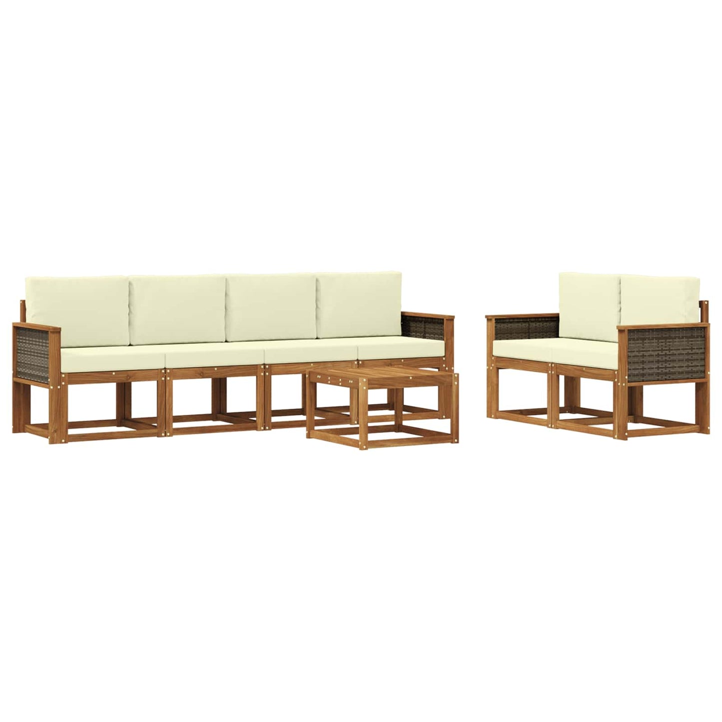 vidaXL Σειρά Καναπέ Εξωτερικού με μαξιλάρι 6 pcs Φυσικό και Κρέμα