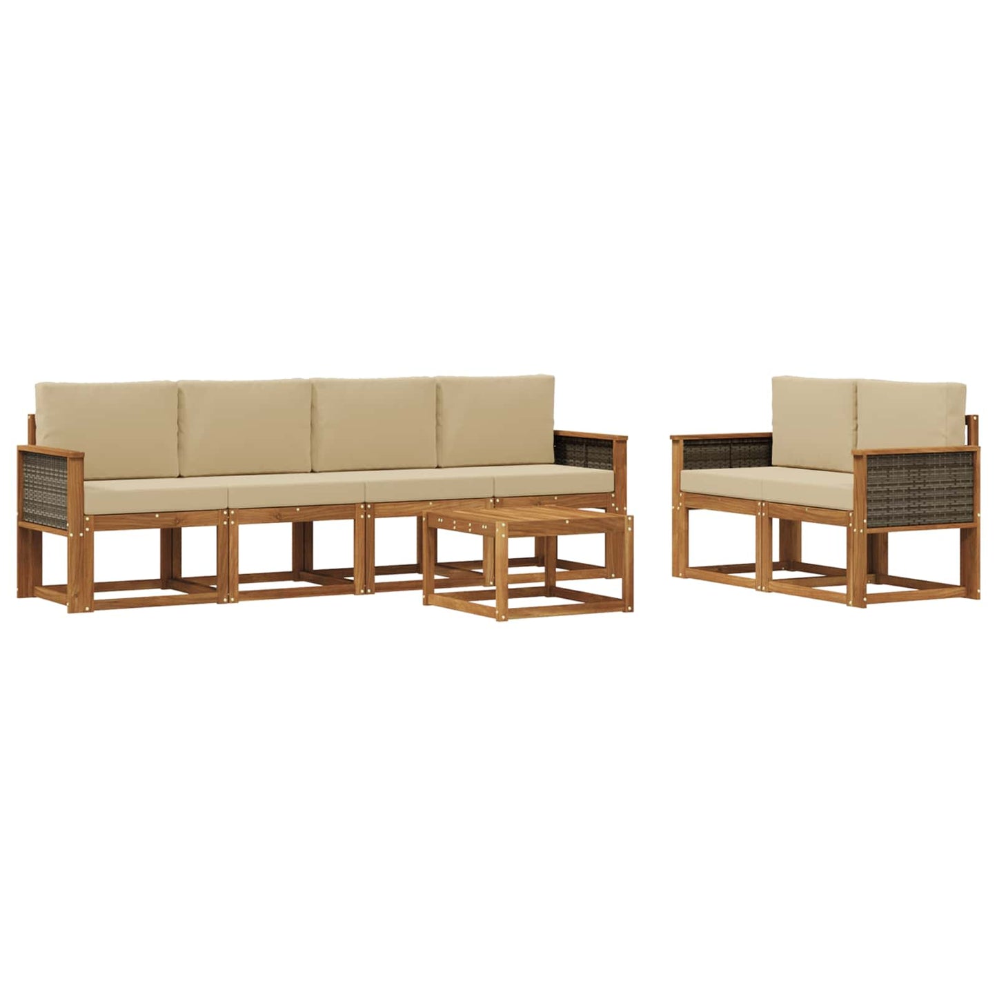vidaXL Σειρά Καναπέ Εξωτερικού με μαξιλάρι 6 pcs Φυσικό