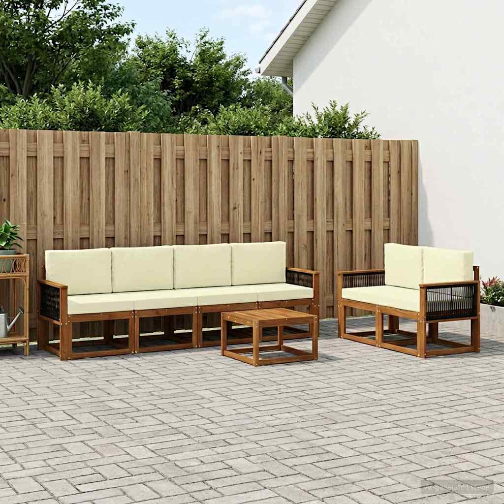 vidaXL Σειρά Καναπέ Εξωτερικού με μαξιλάρι 6 pcs Φυσικό και Κρέμα