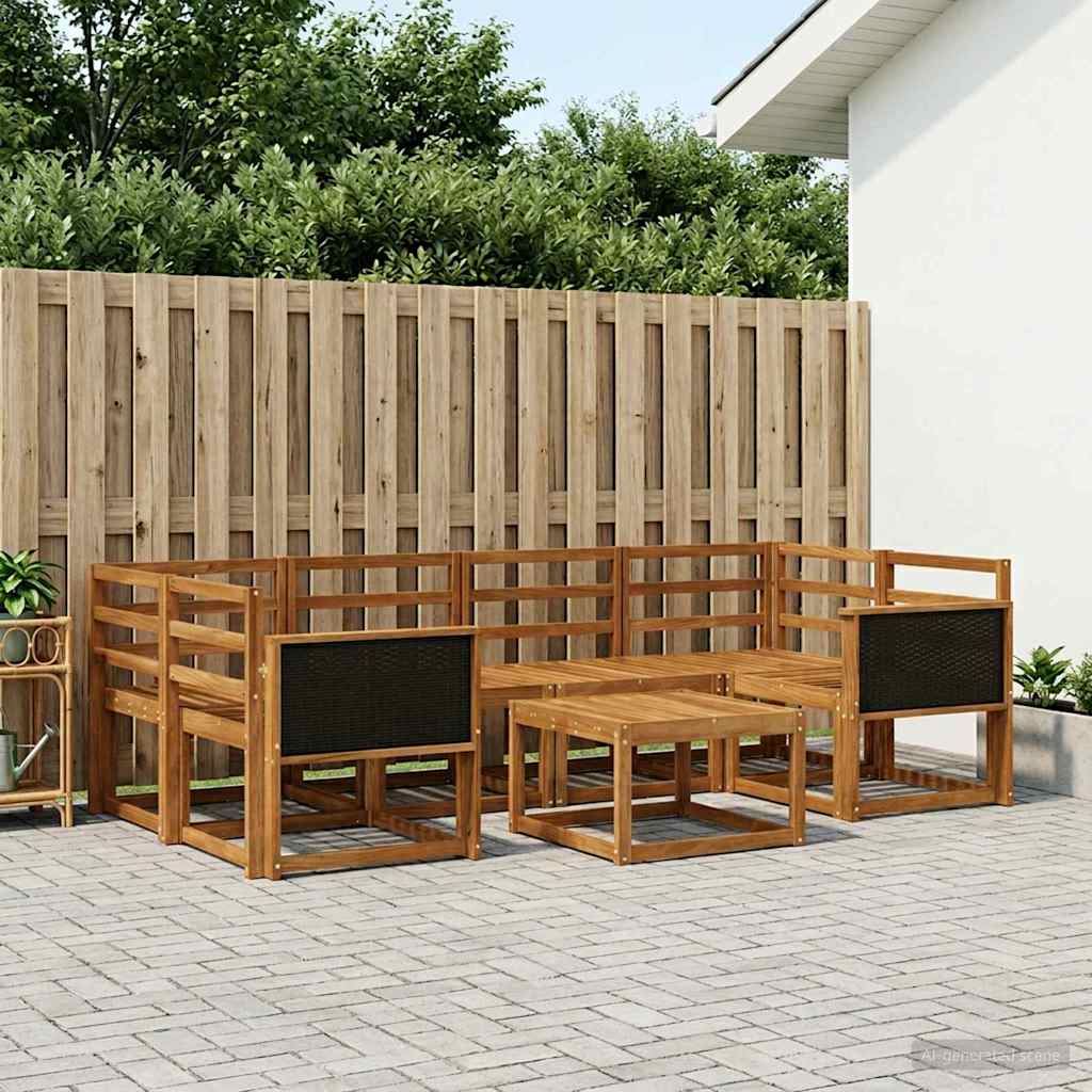 vidaXL Σειρά Καναπέ Εξωτερικού 5 pcs Φυσικό Στερεό Ξύλο Ακακίας