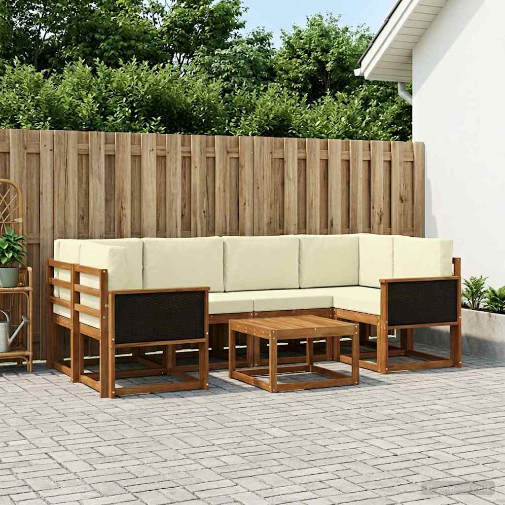 vidaXL Σειρά Καναπέ Εξωτερικού με μαξιλάρι 5 pcs Φυσικό και Κρέμα