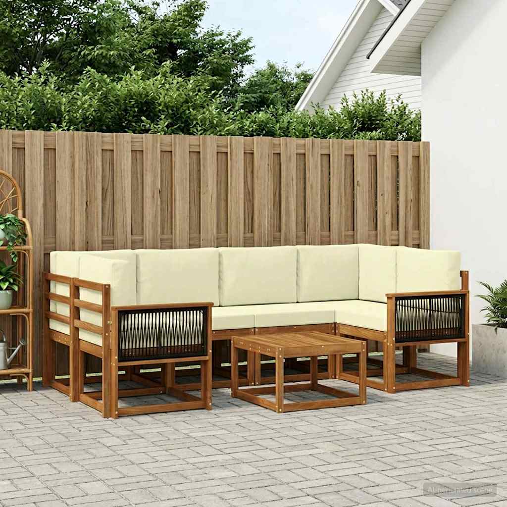 vidaXL Σειρά Καναπέ Εξωτερικού με μαξιλάρι 5 pcs Φυσικό και Κρέμα