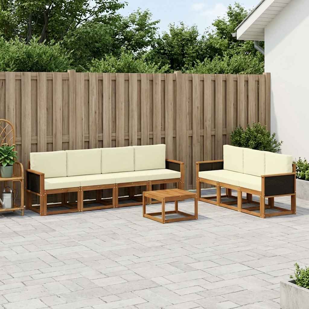 vidaXL Σειρά Καναπέ Εξωτερικού με μαξιλάρι 7 pcs Φυσικό και Κρέμα