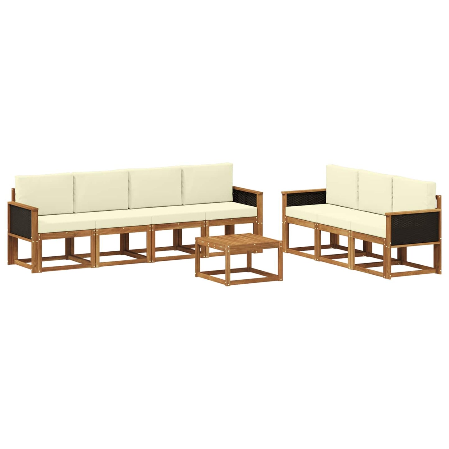 vidaXL Σειρά Καναπέ Εξωτερικού με μαξιλάρι 7 pcs Φυσικό και Κρέμα