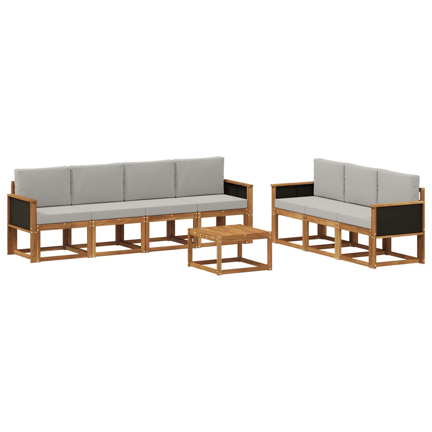 vidaXL Σειρά Καναπέ Εξωτερικού 7 pcs Φυσικό και Ανοιχτό Γκρι