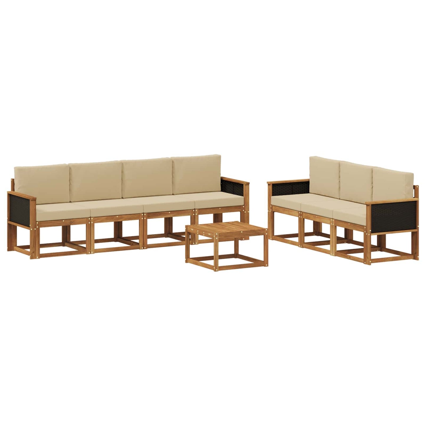 vidaXL Σειρά Καναπέ Εξωτερικού με μαξιλάρι 7 pcs Φυσικό