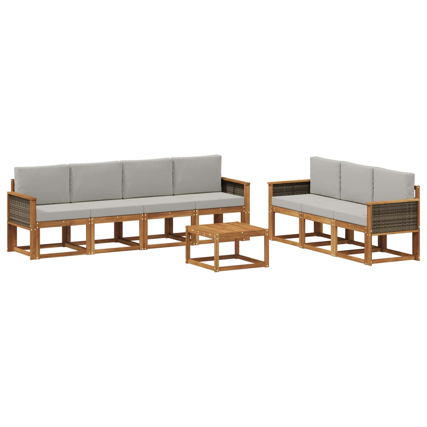 vidaXL Σειρά Καναπέ Εξωτερικού 7 pcs Φυσικό και Ανοιχτό Γκρι