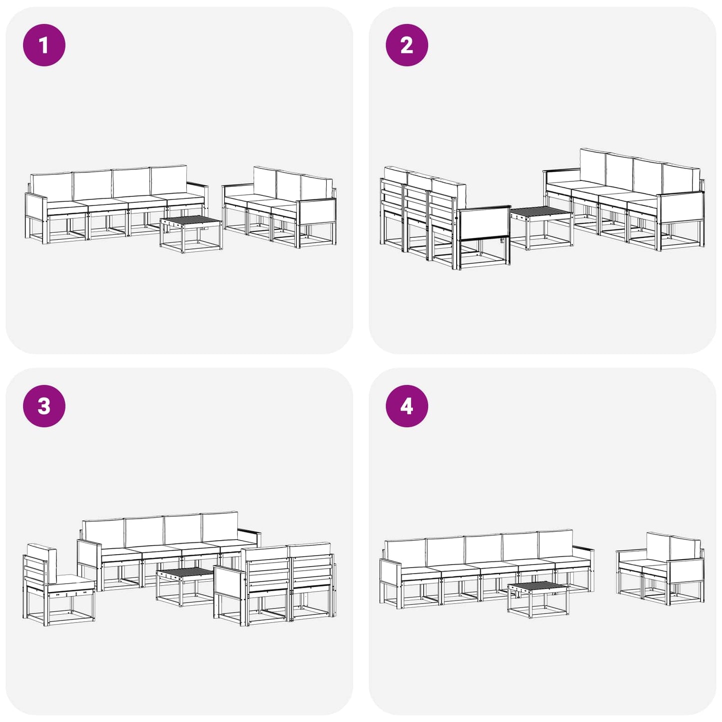 vidaXL Σειρά Καναπέ Εξωτερικού με μαξιλάρι 7 pcs Φυσικό