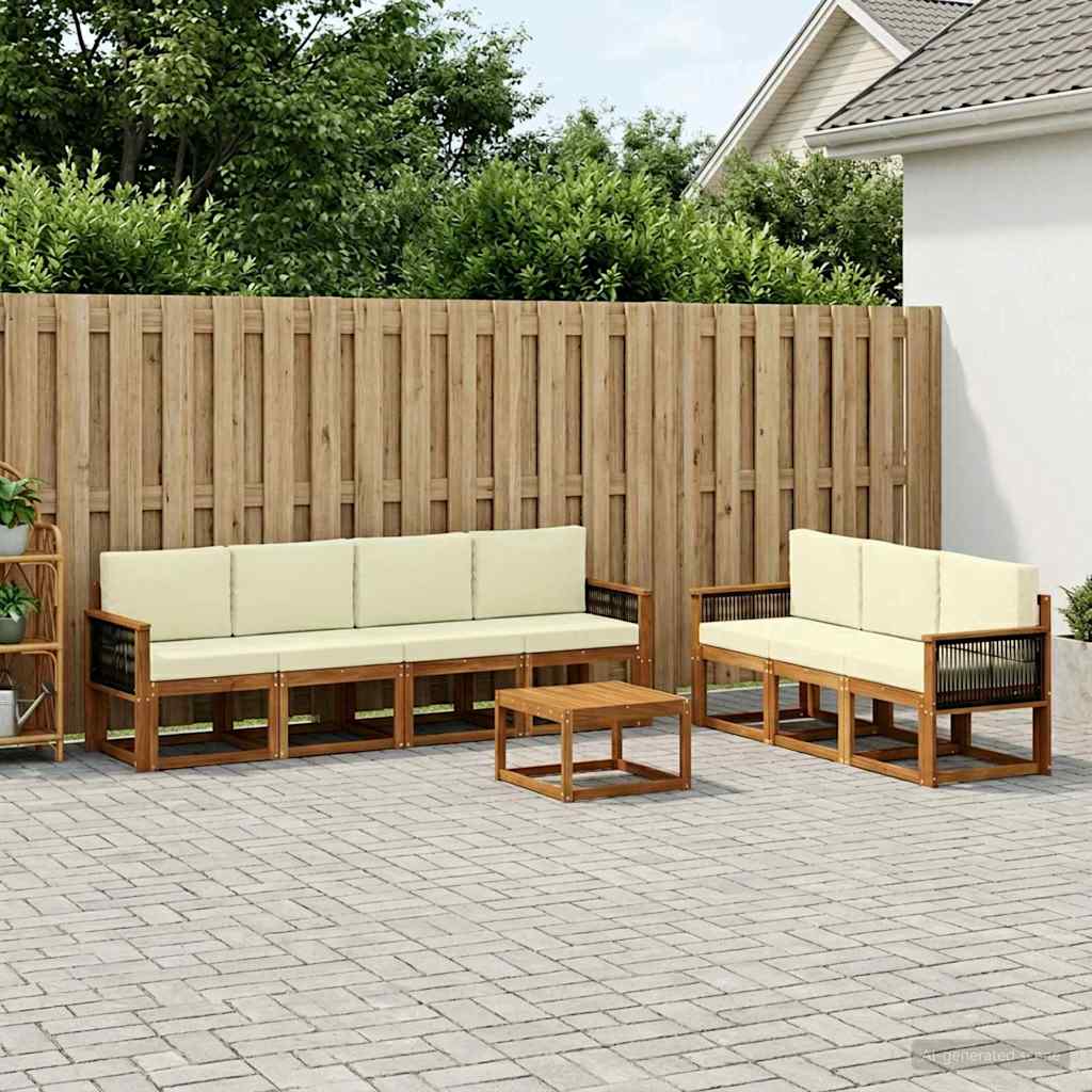 vidaXL Σειρά Καναπέ Εξωτερικού με μαξιλάρι 7 pcs Φυσικό και Κρέμα