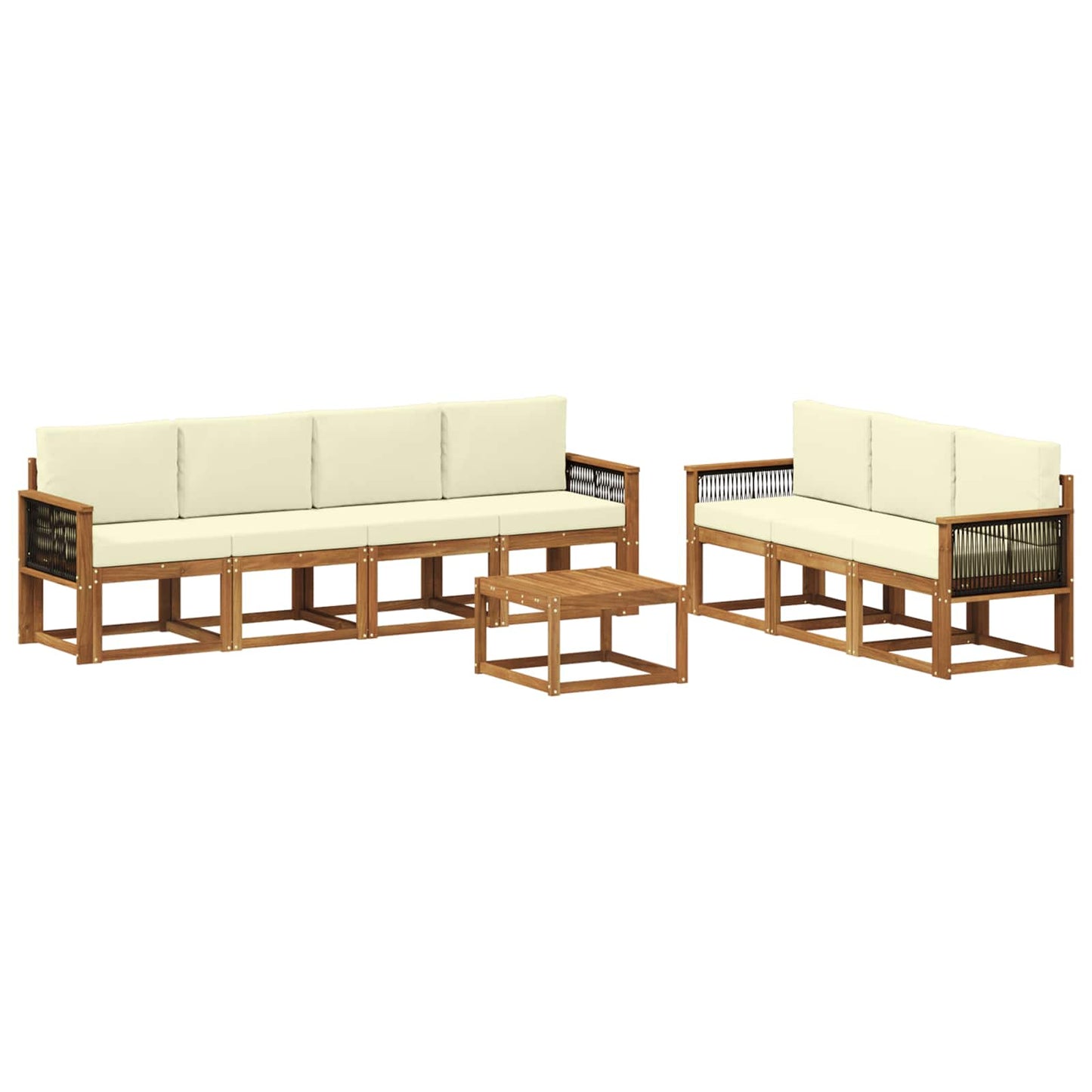 vidaXL Σειρά Καναπέ Εξωτερικού με μαξιλάρι 7 pcs Φυσικό και Κρέμα