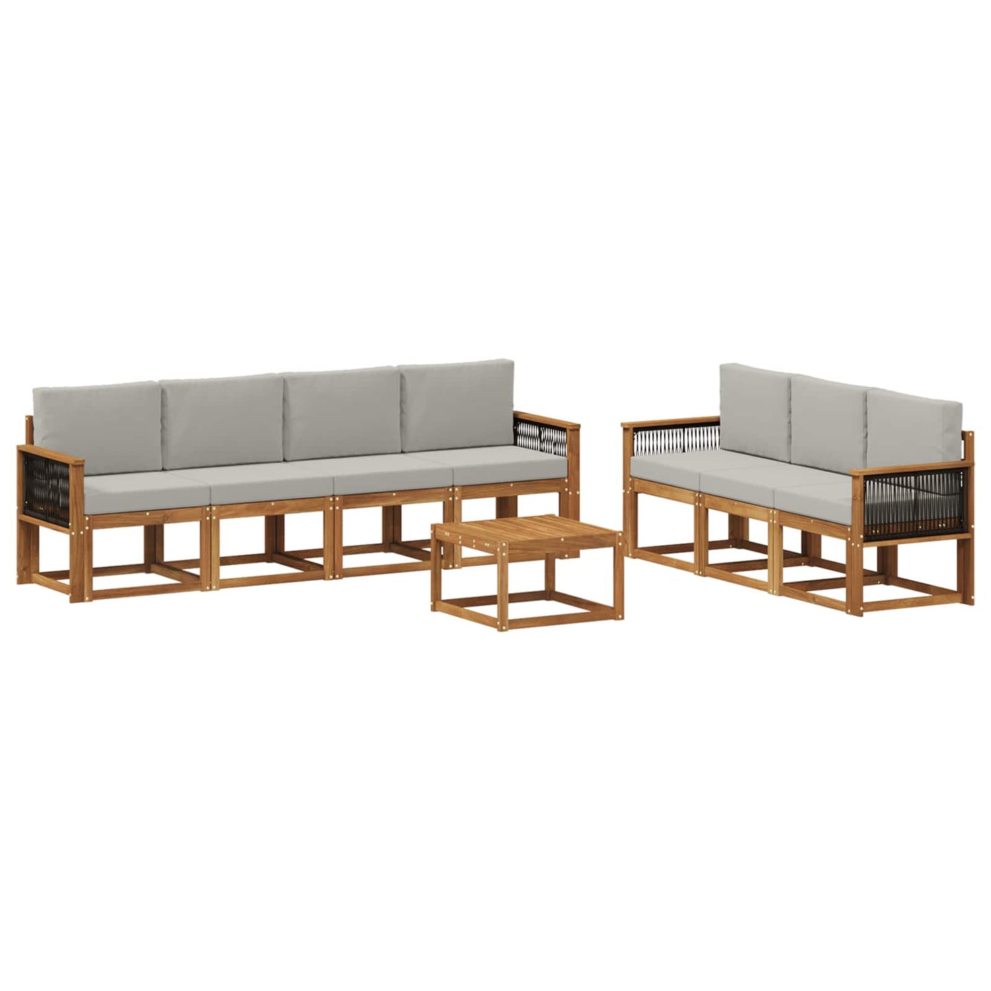 vidaXL Σειρά Καναπέ Εξωτερικού 7 pcs Φυσικό και Ανοιχτό Γκρι