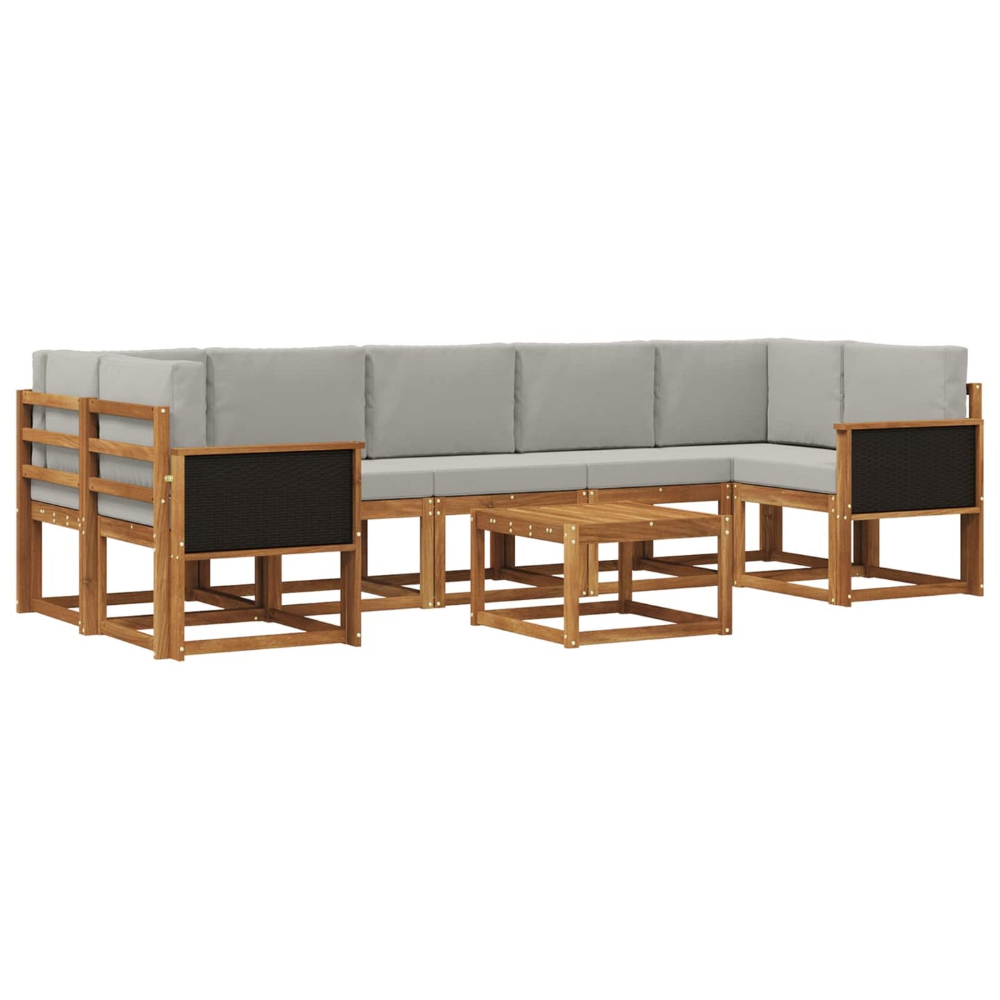 vidaXL Σειρά Καναπέ Εξωτερικού 6 pcs Φυσικό και Ανοιχτό Γκρι