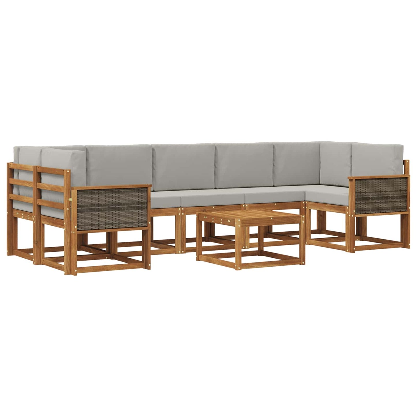 vidaXL Σειρά Καναπέ Εξωτερικού 6 pcs Φυσικό και Ανοιχτό Γκρι