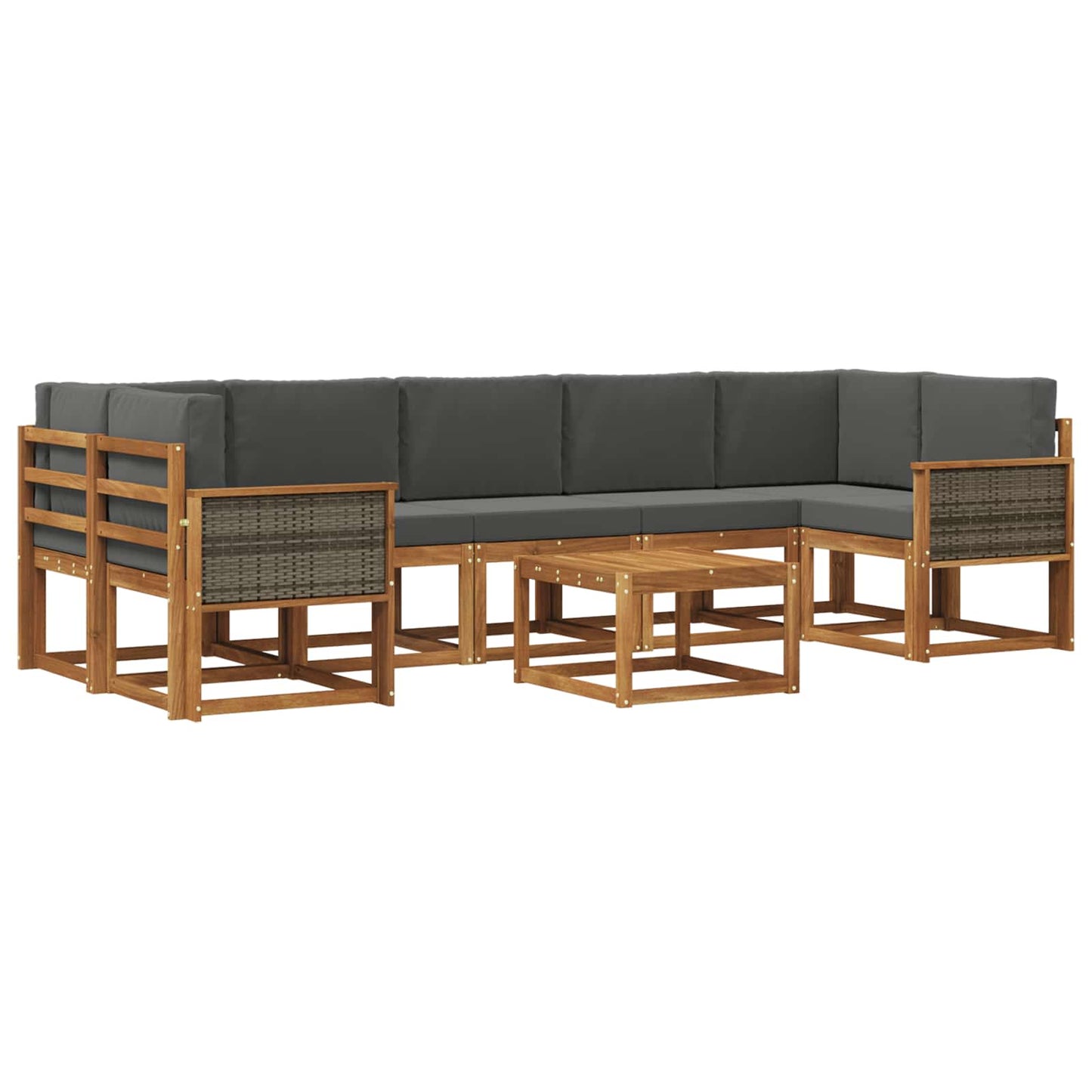 vidaXL Σειρά Καναπέ Εξωτερικού με μαξιλάρι 6 pcs Φυσικό και Ανθρακί