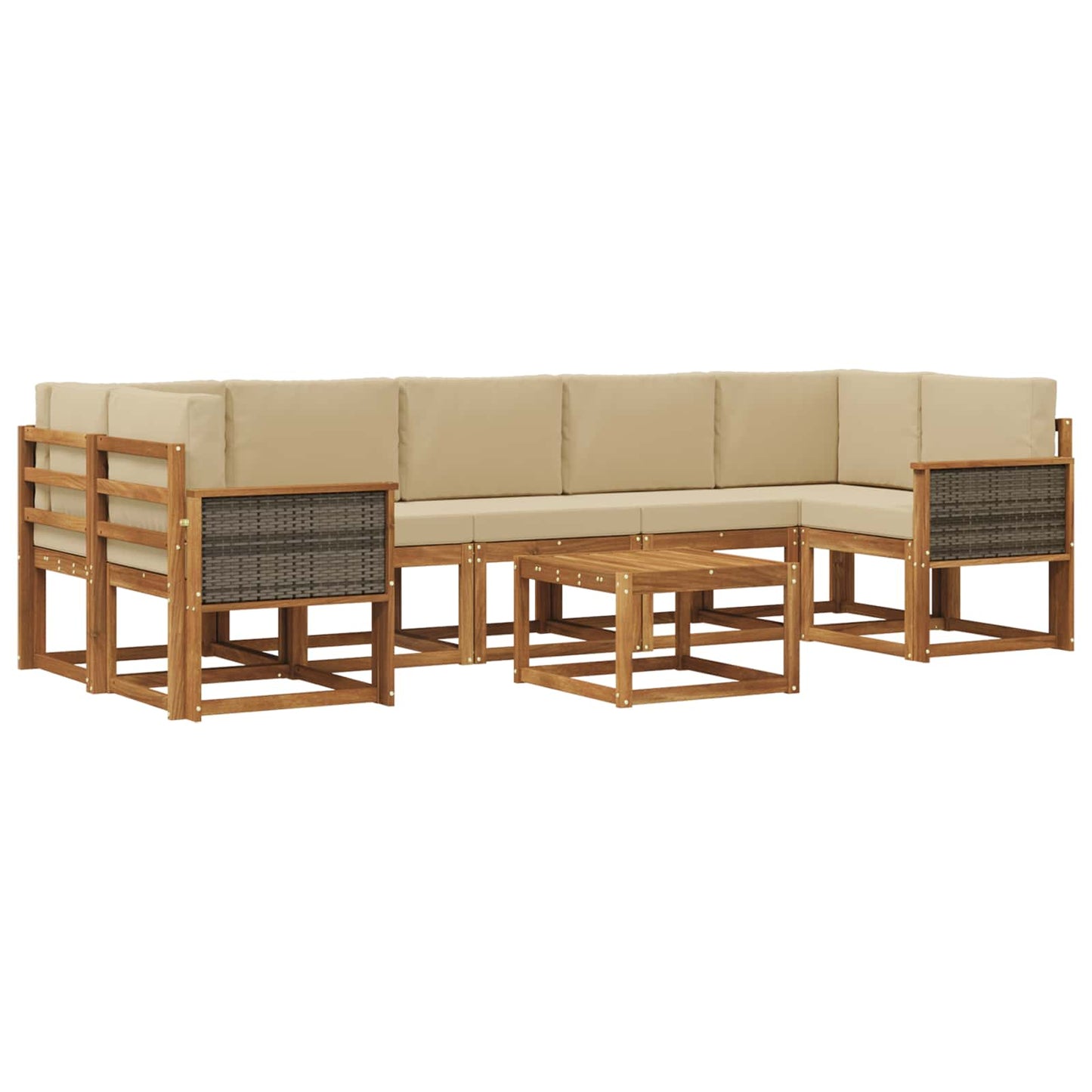 vidaXL Σειρά Καναπέ Εξωτερικού με μαξιλάρι 6 pcs Φυσικό