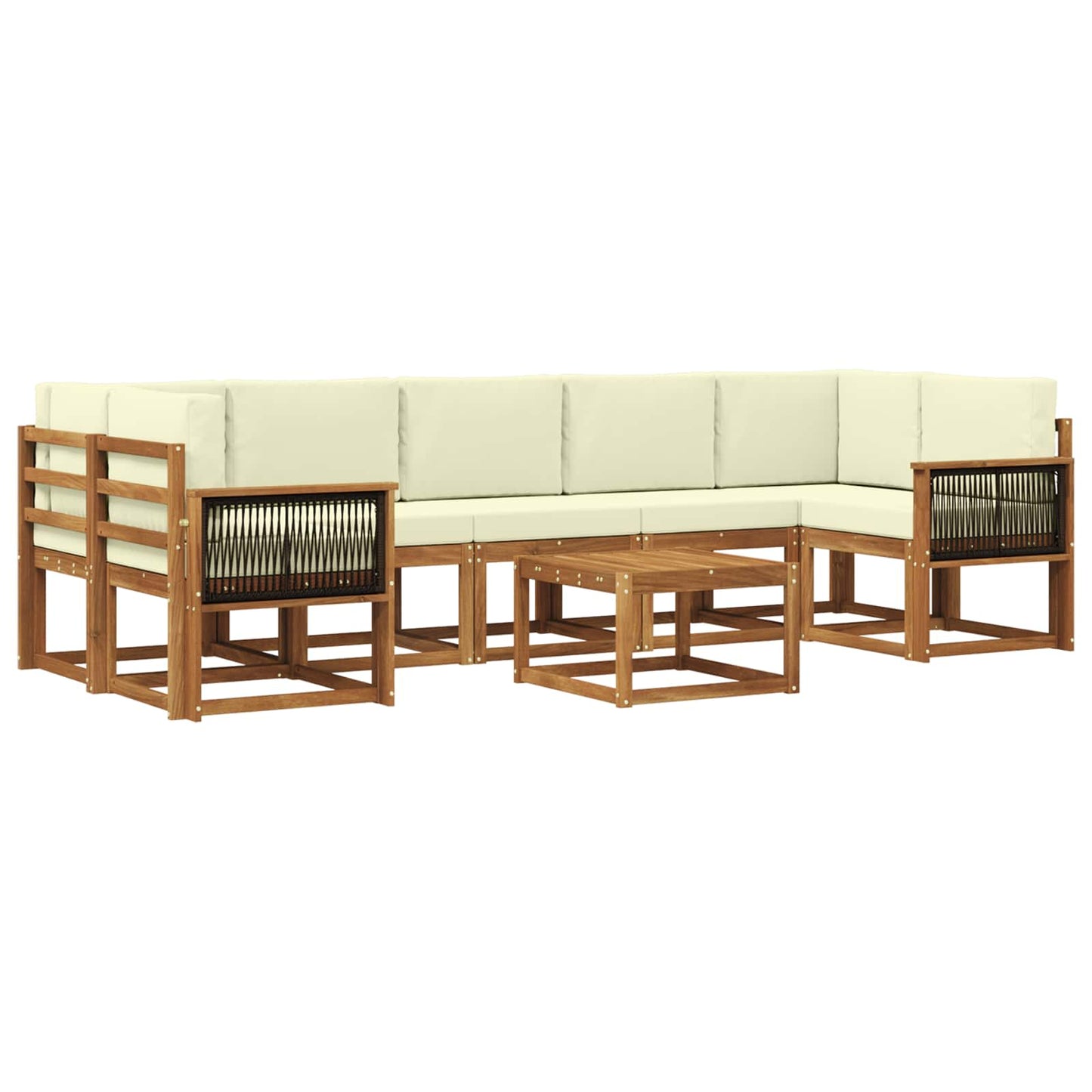 vidaXL Σειρά Καναπέ Εξωτερικού με μαξιλάρι 6 pcs Φυσικό και Κρέμα