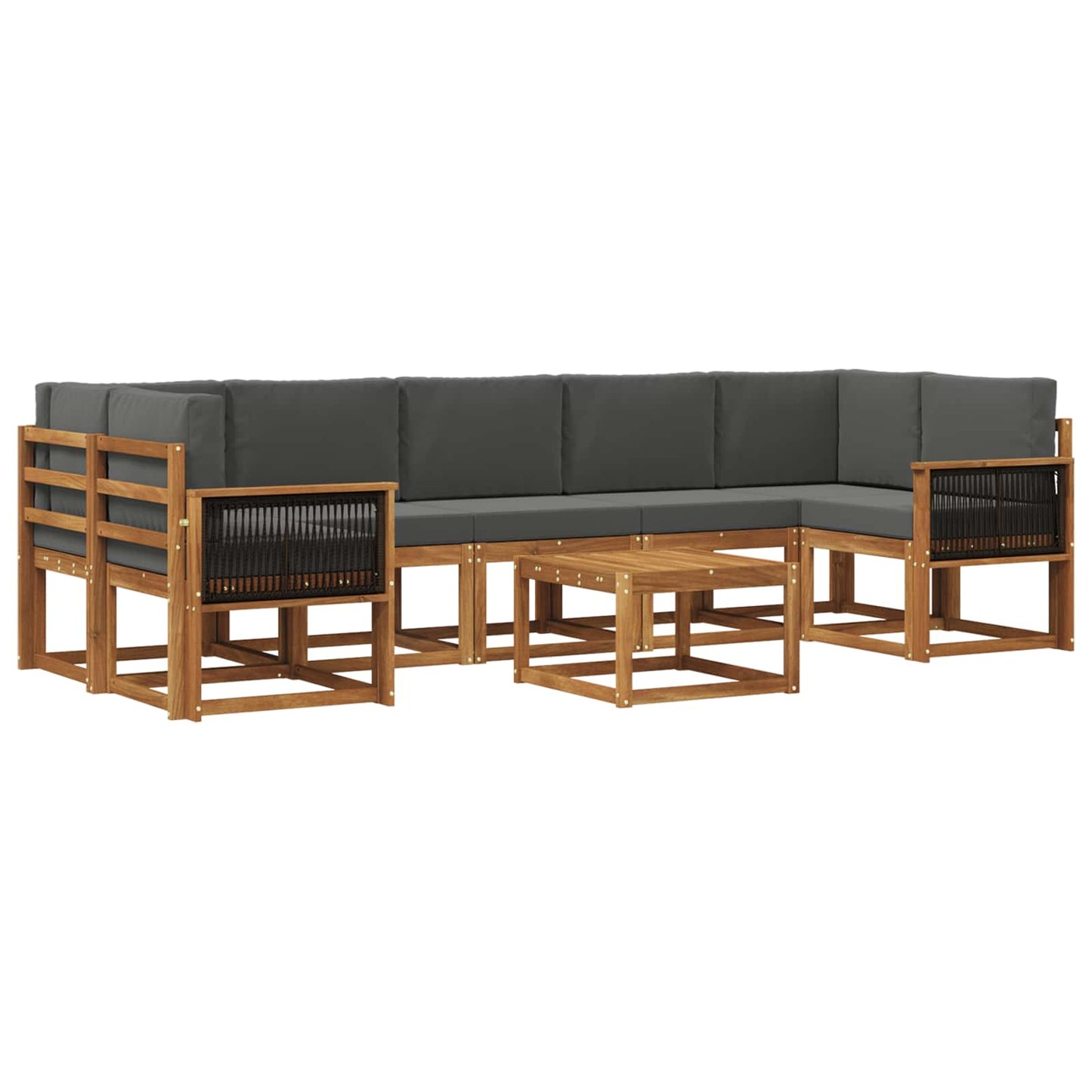 vidaXL Σειρά Καναπέ Εξωτερικού με μαξιλάρι 6 pcs Φυσικό και Ανθρακί
