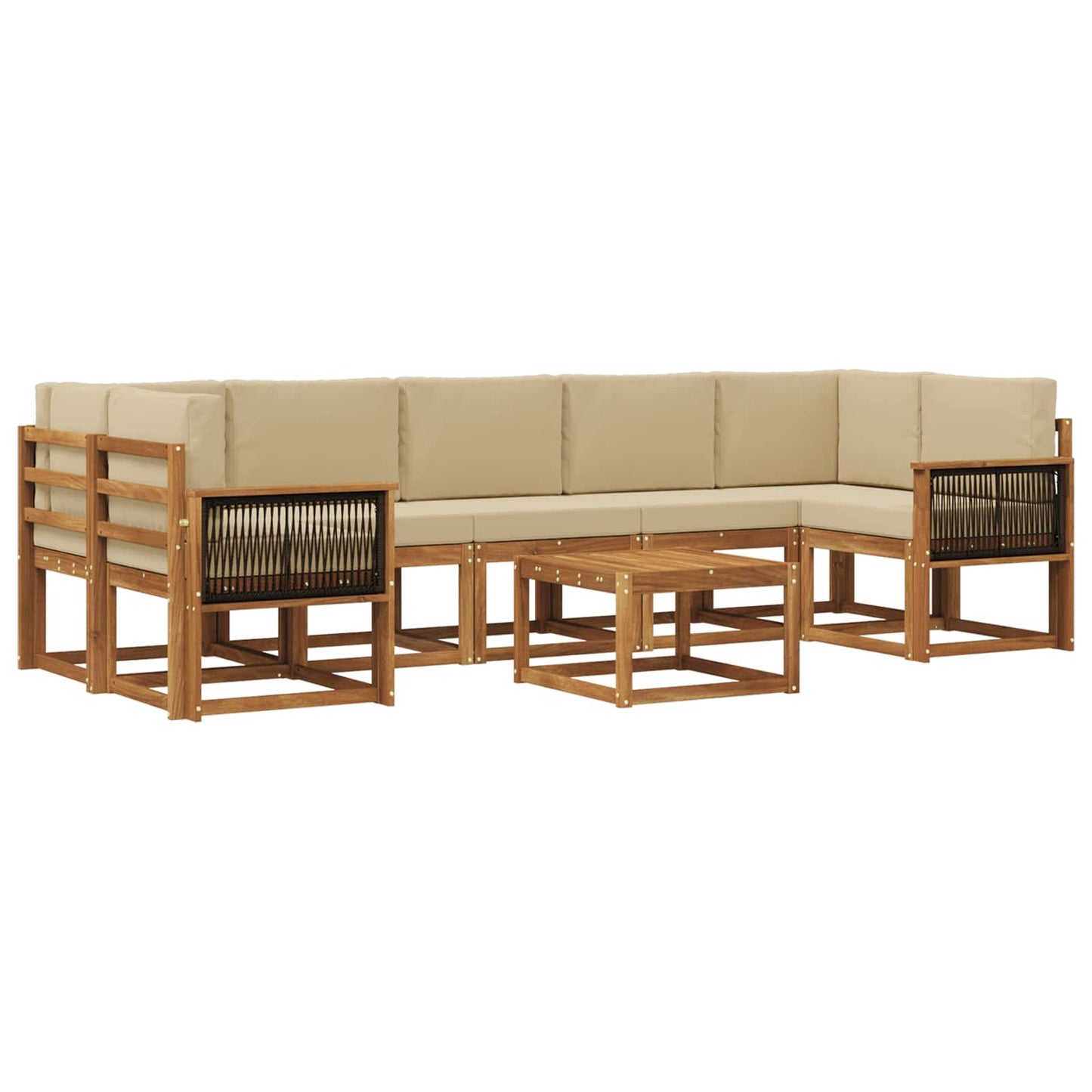 vidaXL Σειρά Καναπέ Εξωτερικού με μαξιλάρι 6 pcs Φυσικό