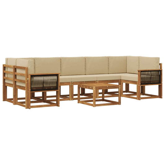 vidaXL Σειρά Καναπέ Εξωτερικού με μαξιλάρι 6 pcs Φυσικό