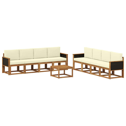 vidaXL Σειρά Καναπέ Εξωτερικού με μαξιλάρι 7 pcs Φυσικό και Κρέμα