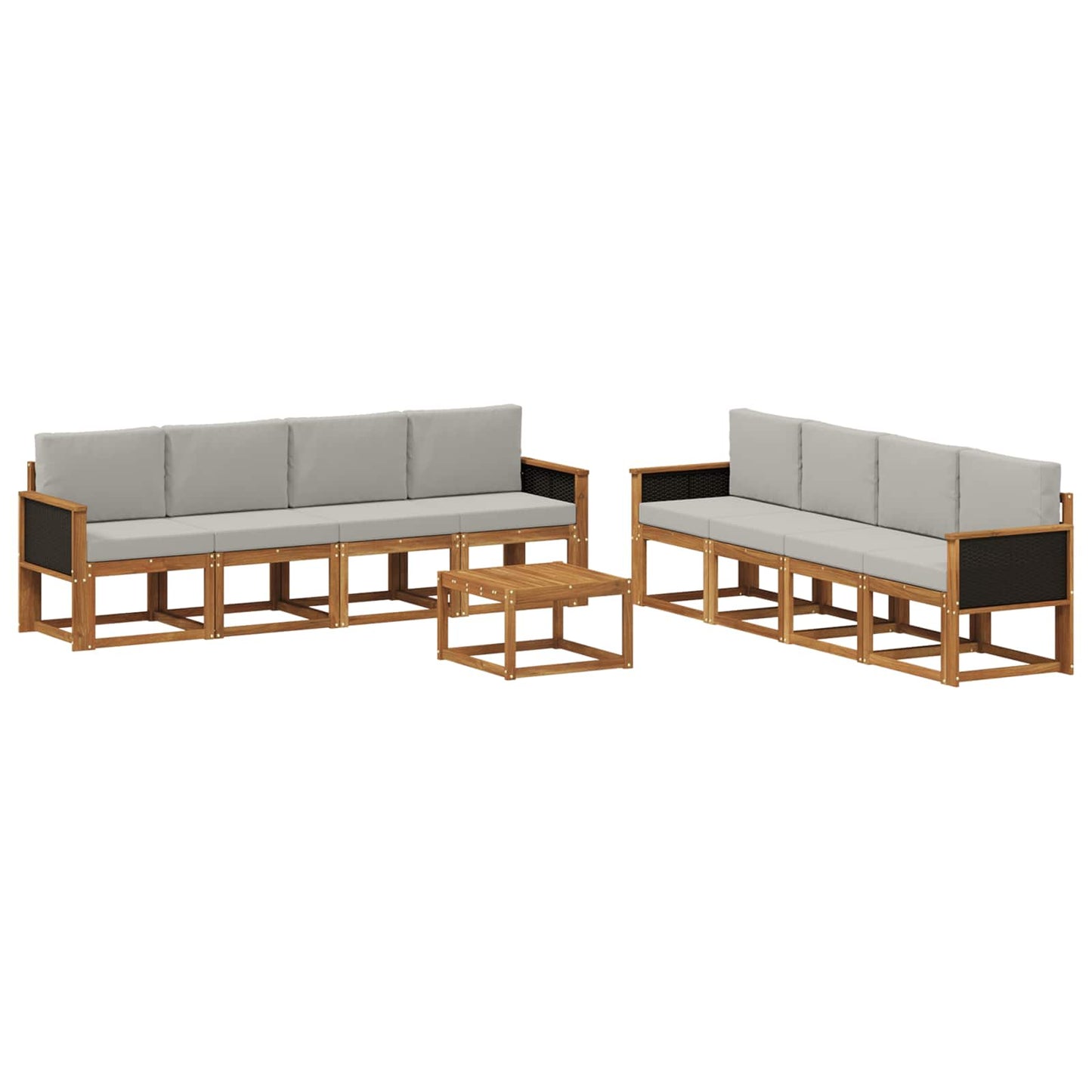 vidaXL Σειρά Καναπέ Εξωτερικού 7 pcs Φυσικό και Ανοιχτό Γκρι