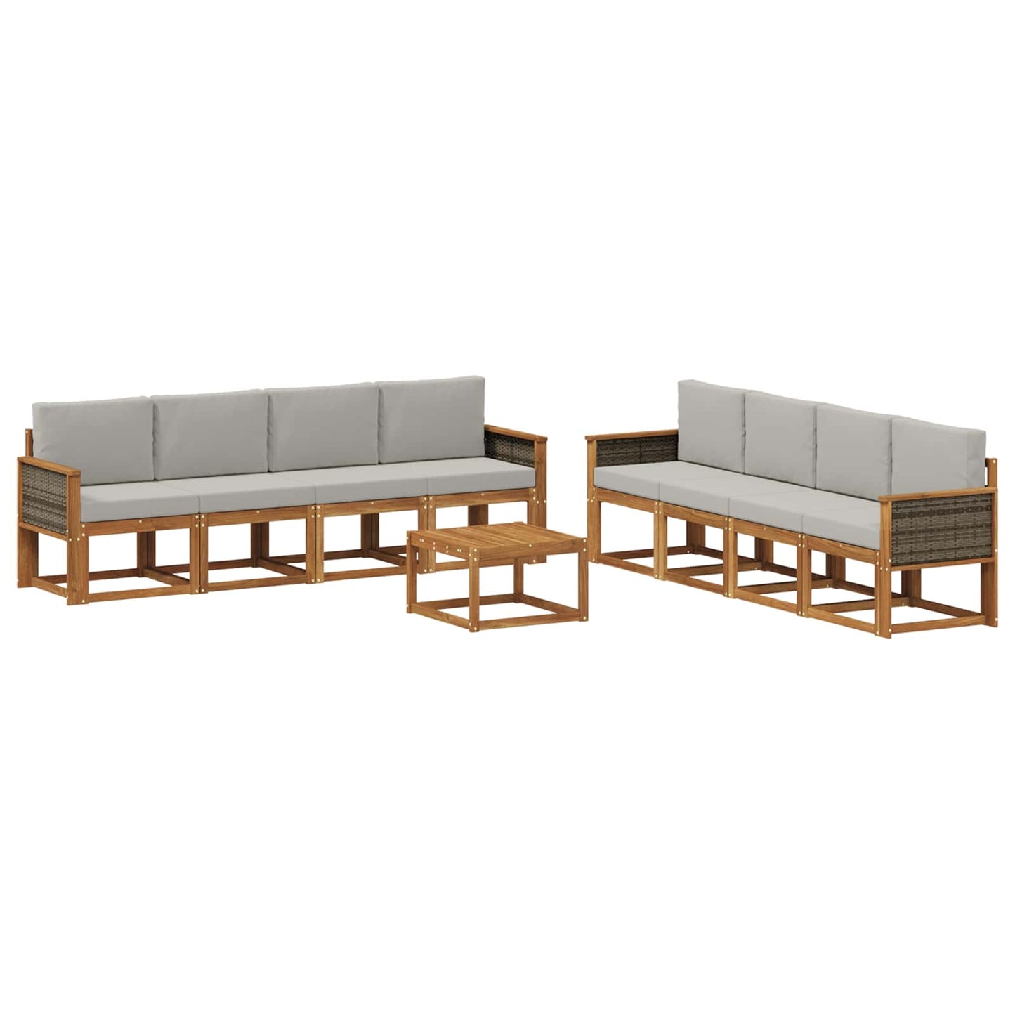 vidaXL Σειρά Καναπέ Εξωτερικού 7 pcs Φυσικό και Ανοιχτό Γκρι