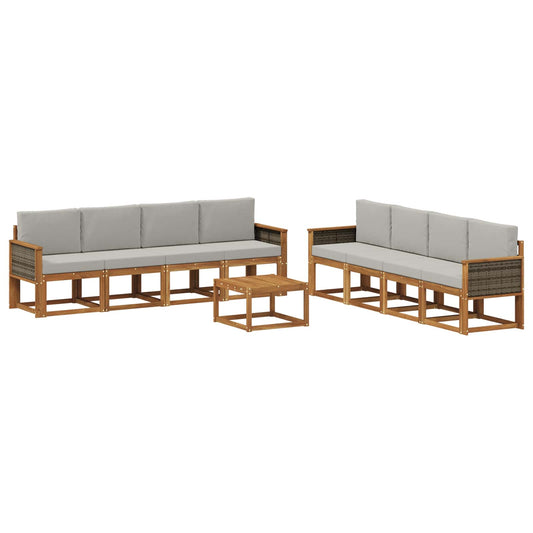 vidaXL Σειρά Καναπέ Εξωτερικού 7 pcs Φυσικό και Ανοιχτό Γκρι
