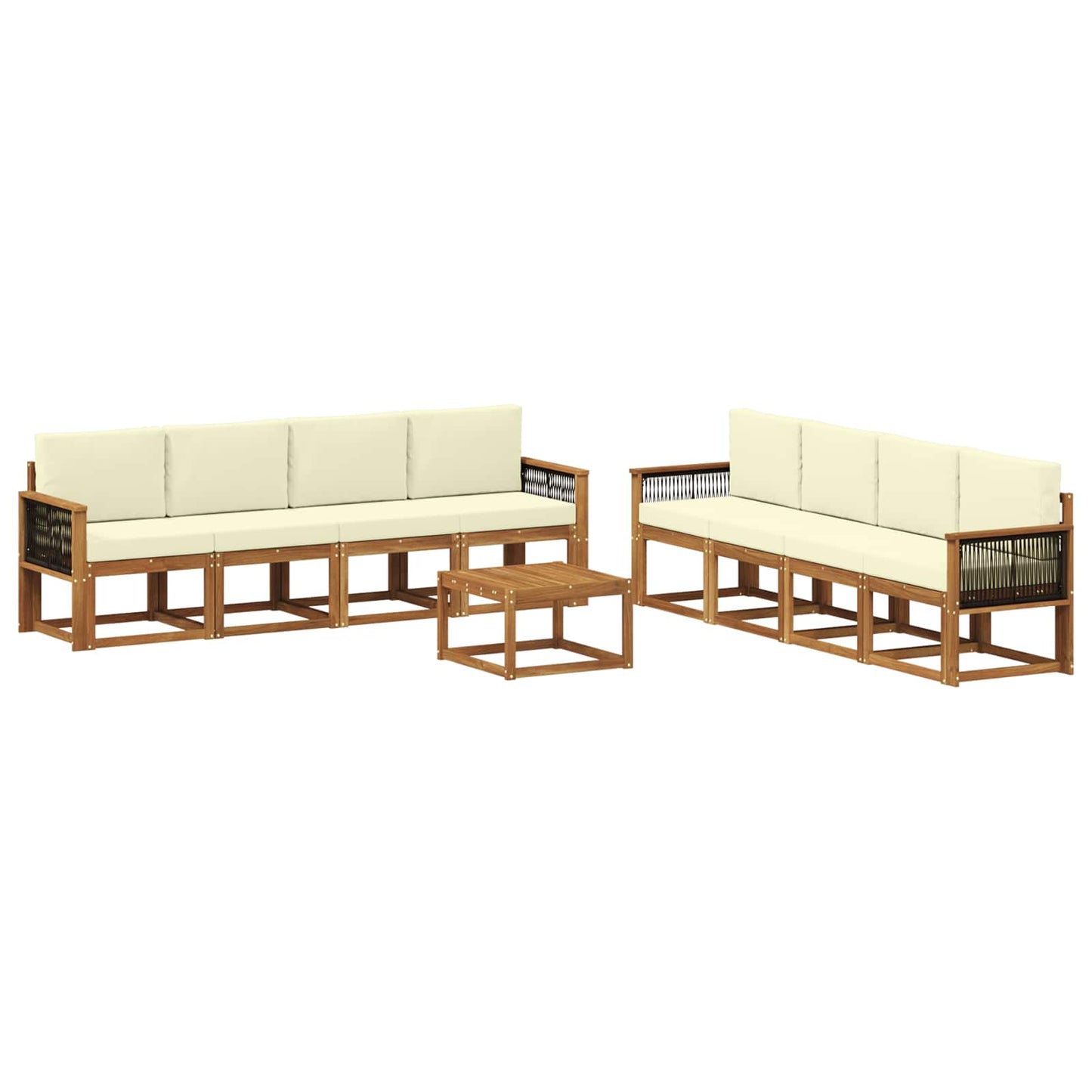 vidaXL Σειρά Καναπέ Εξωτερικού με μαξιλάρι 7 pcs Φυσικό και Κρέμα