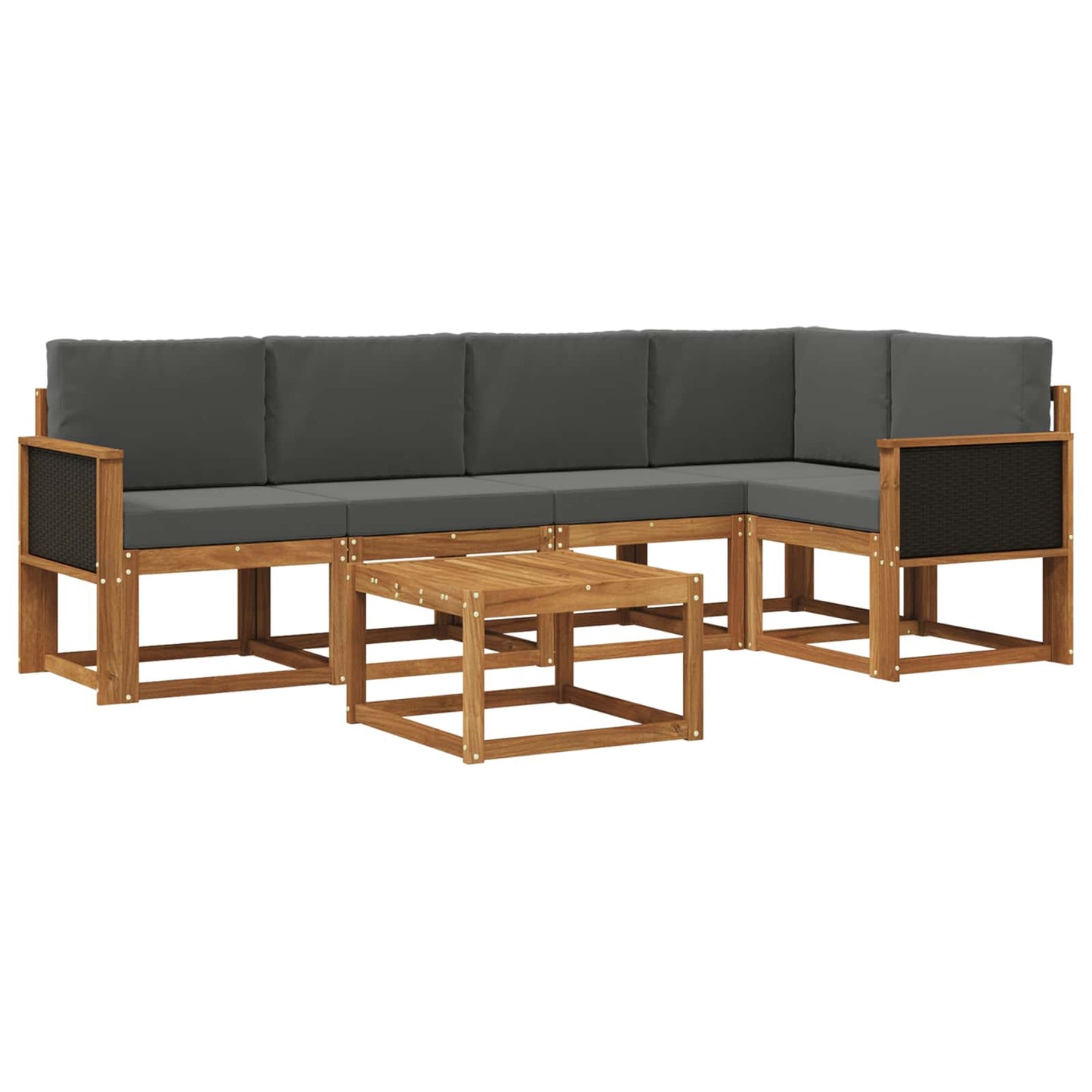 vidaXL Σειρά Καναπέ Εξωτερικού με μαξιλάρι 6 pcs Φυσικό και Ανθρακί