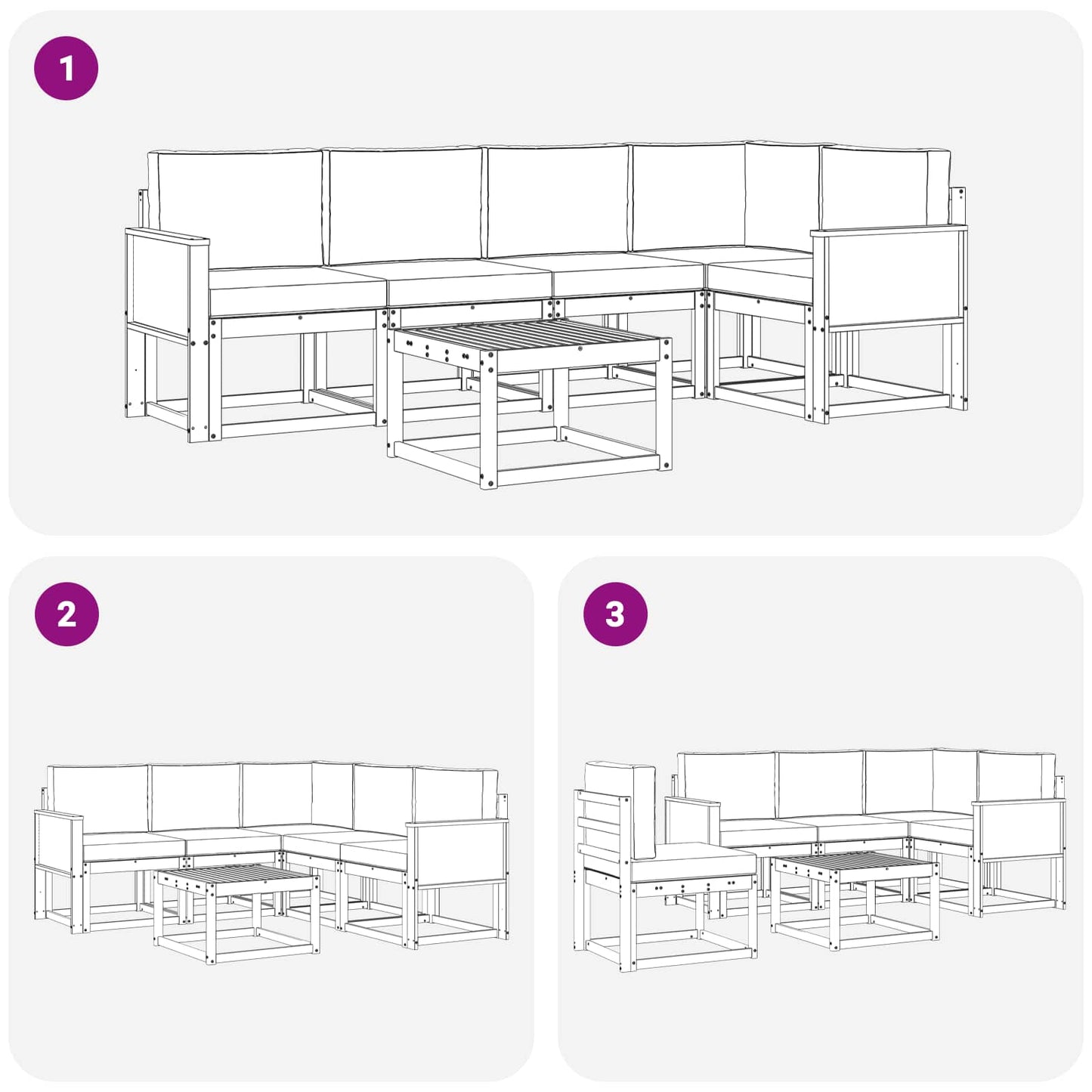 vidaXL Σειρά Καναπέ Εξωτερικού με μαξιλάρι 6 pcs Φυσικό και Ανθρακί
