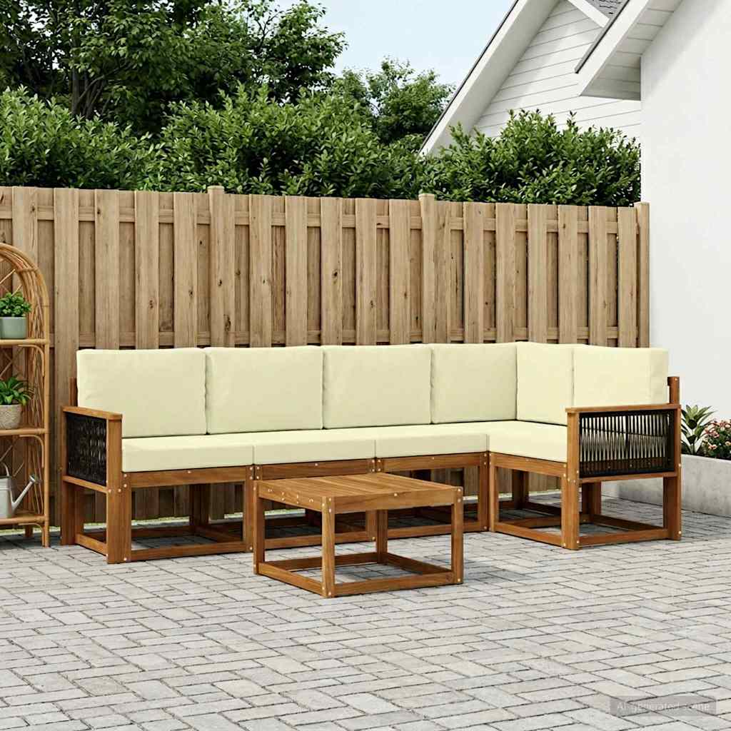 vidaXL Σειρά Καναπέ Εξωτερικού με μαξιλάρι 6 pcs Φυσικό και Κρέμα