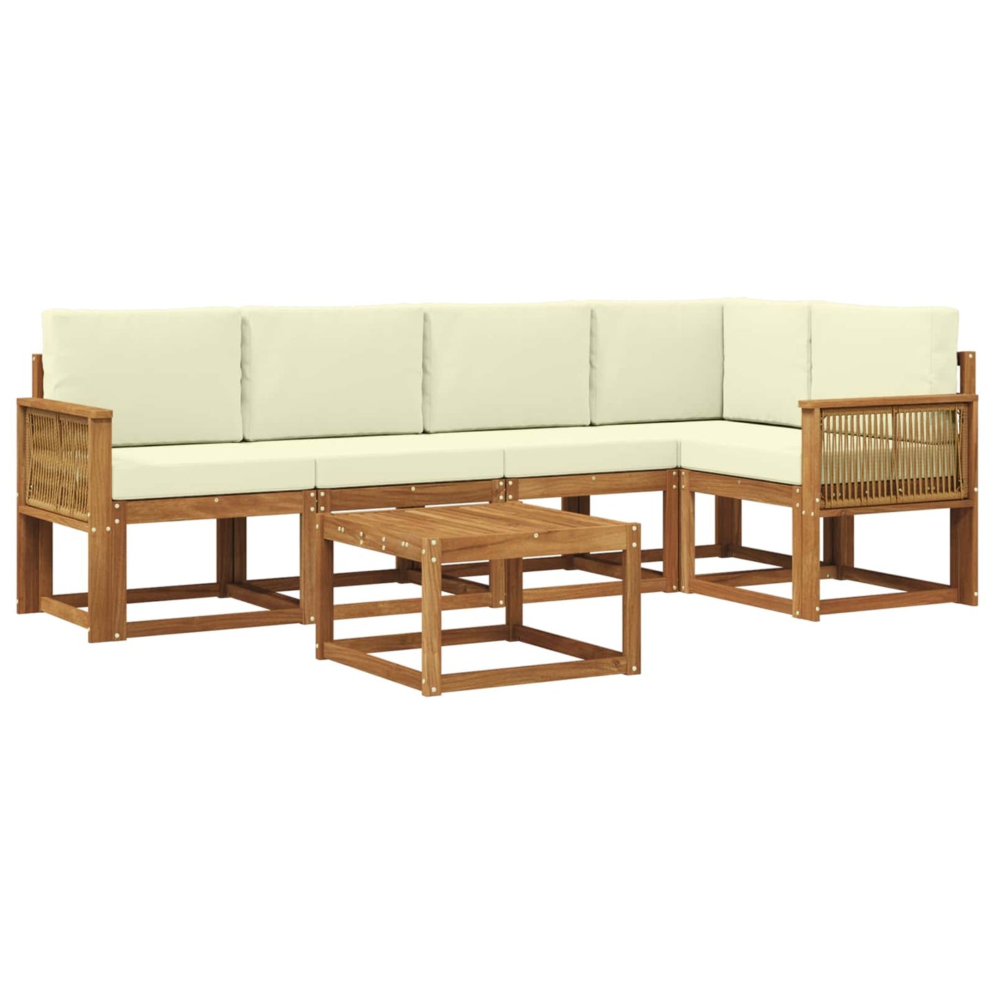 vidaXL Σειρά Καναπέ Εξωτερικού με μαξιλάρι 6 pcs Φυσικό και Κρέμα