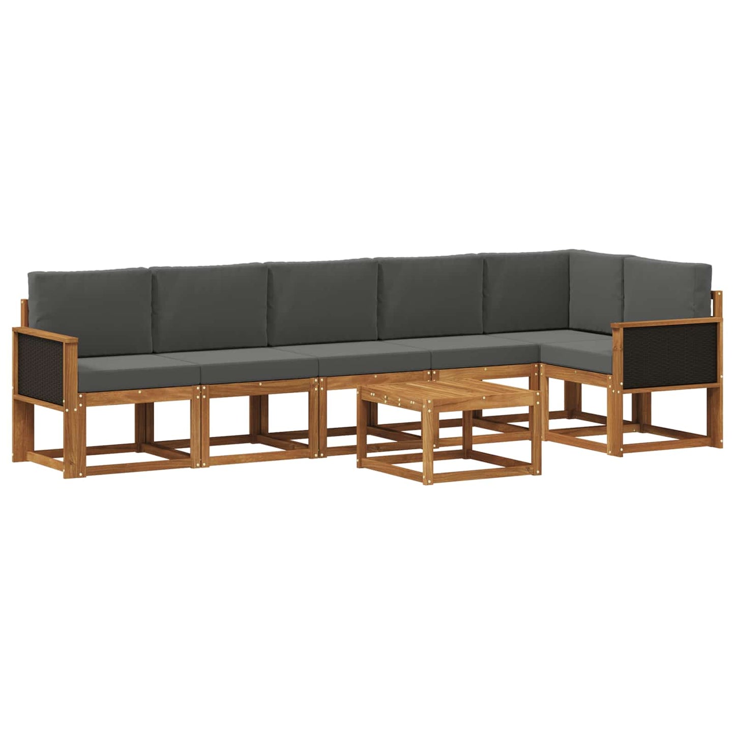 vidaXL Σειρά Καναπέ Εξωτερικού 7 pcs Φυσικό και Ανθρακί Πολυεστέρας