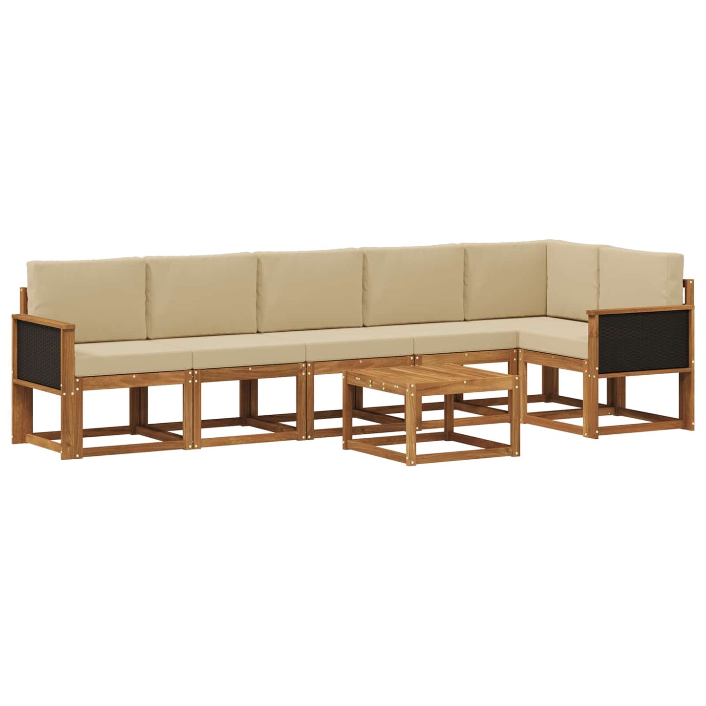 vidaXL Σειρά Καναπέ Εξωτερικού 7 pcs Φυσικό και Μπεζ Πολυεστέρας