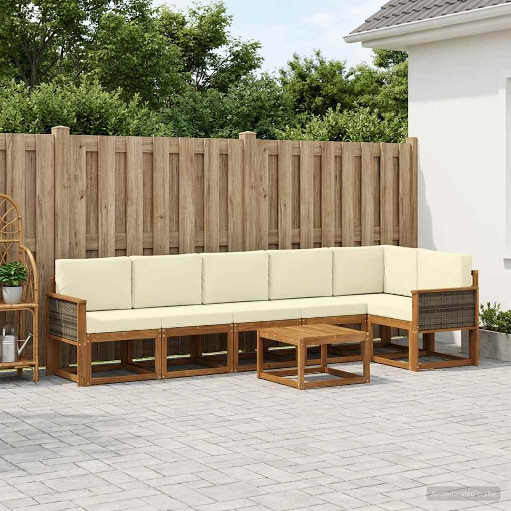 vidaXL Σειρά Καναπέ Εξωτερικού 7 pcs Φυσικό και Κρέμα Πολυεστέρας