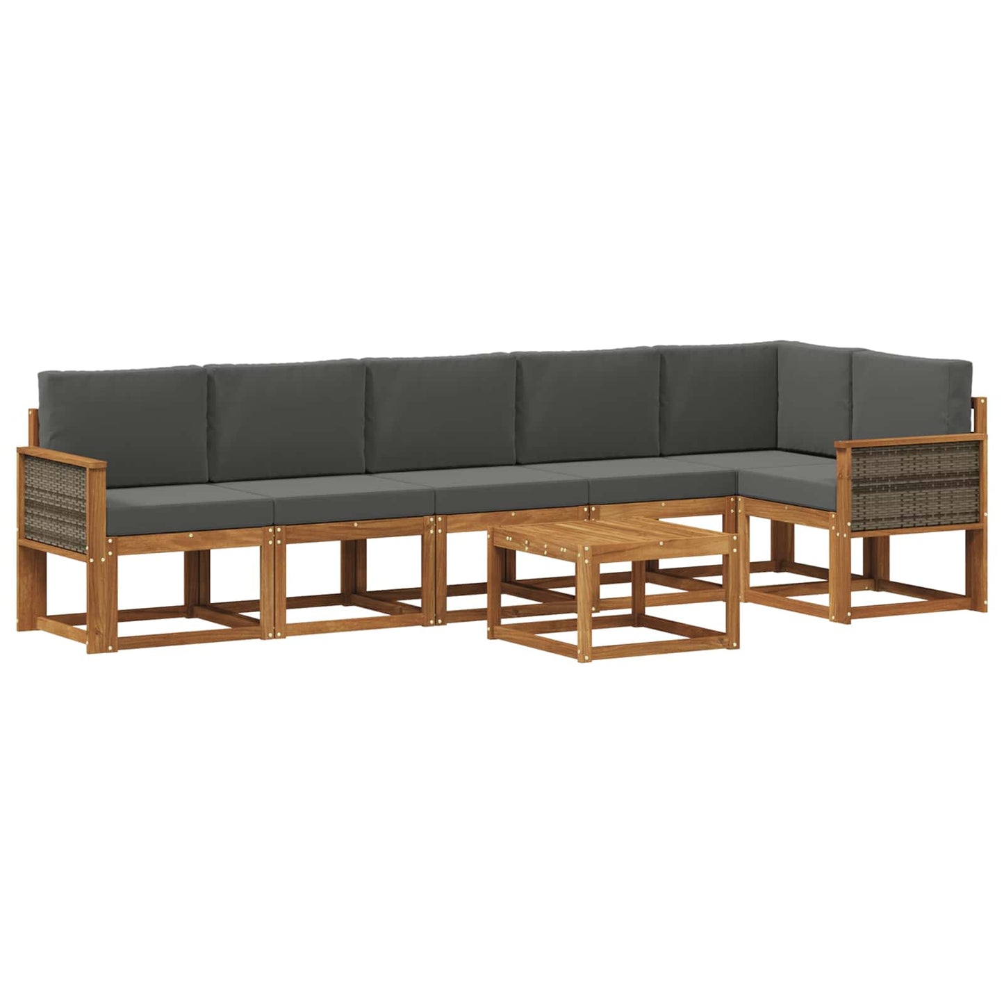 vidaXL Σειρά Καναπέ Εξωτερικού 7 pcs Φυσικό και Ανθρακί Πολυεστέρας