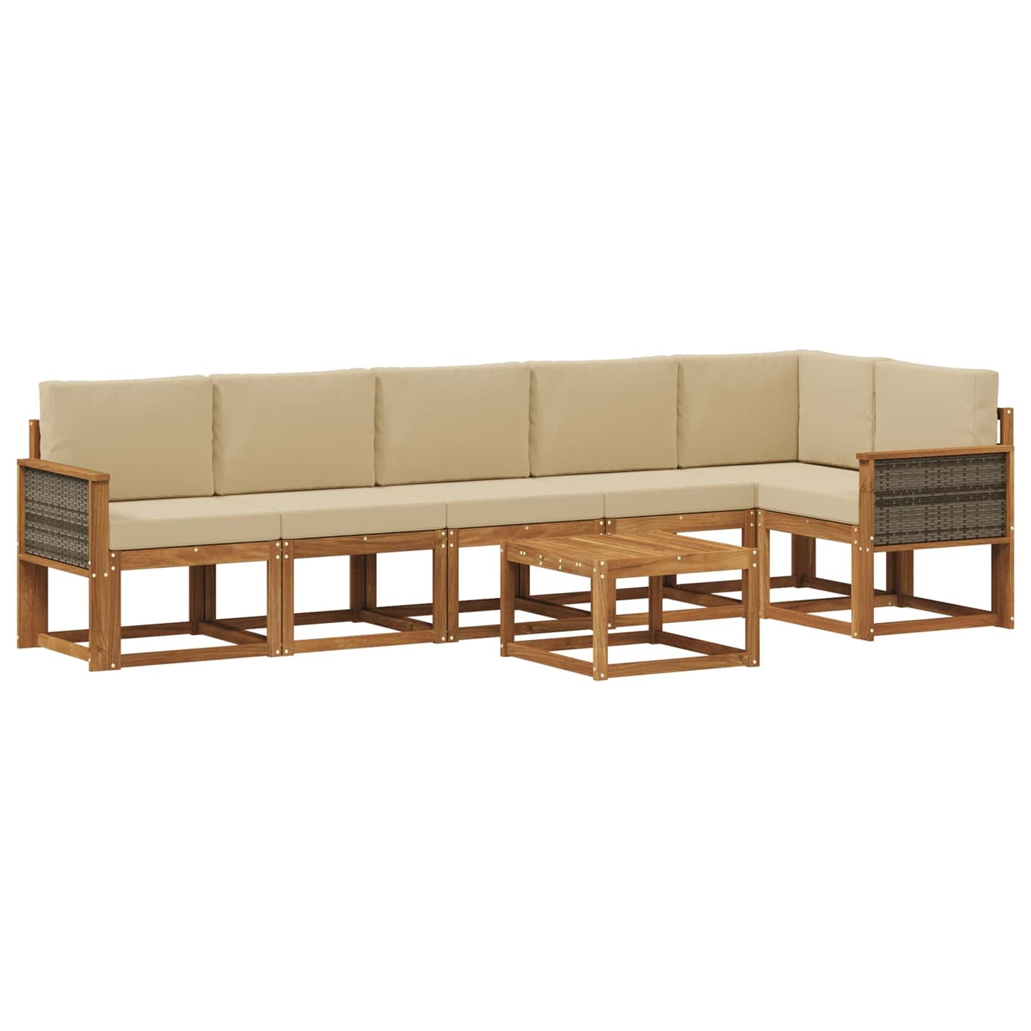 vidaXL Σειρά Καναπέ Εξωτερικού 7 pcs Φυσικό και Μπεζ Πολυεστέρας
