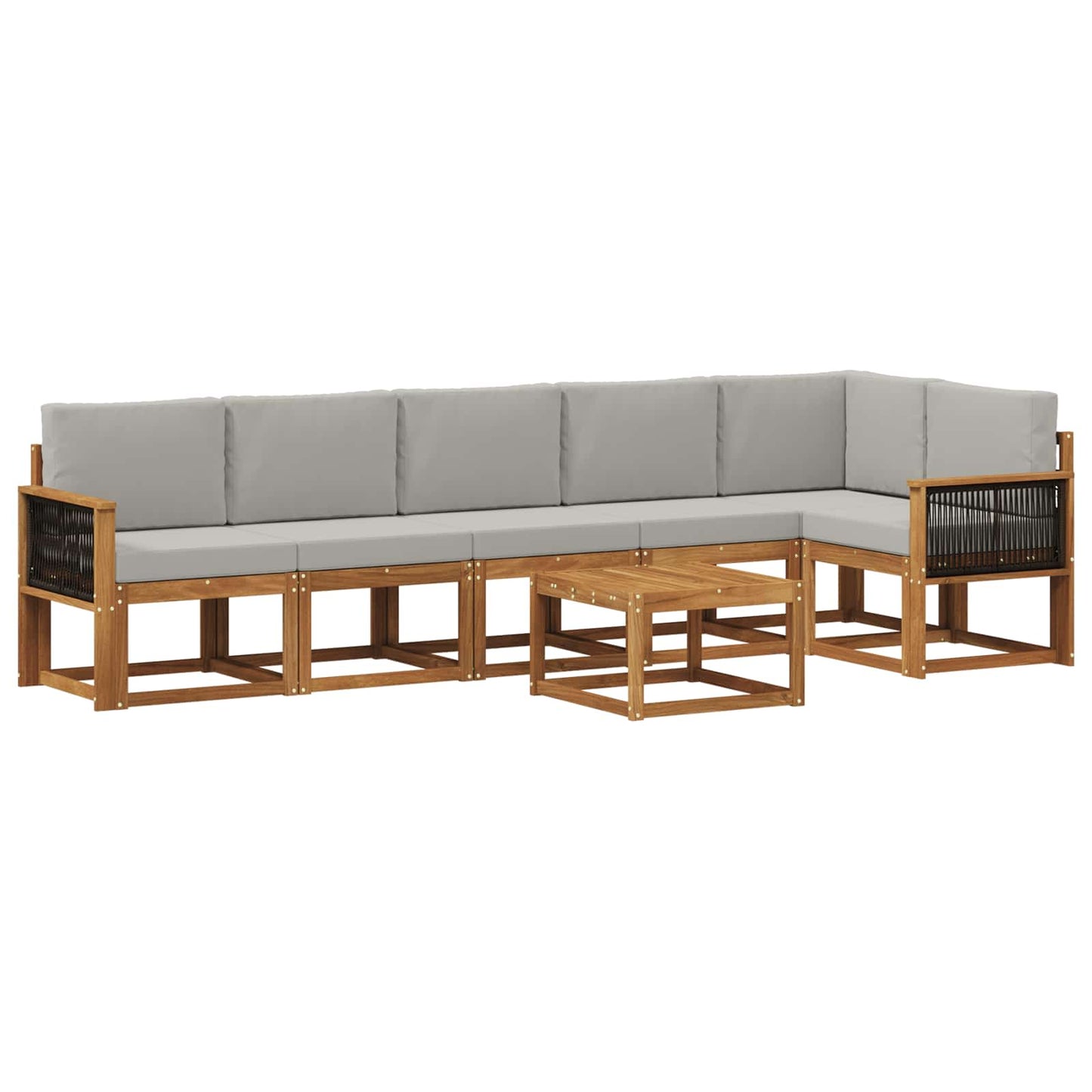 vidaXL Σειρά Καναπέ Εξωτερικού 7 pcs Φυσικό και Ανοιχτό Γκρι